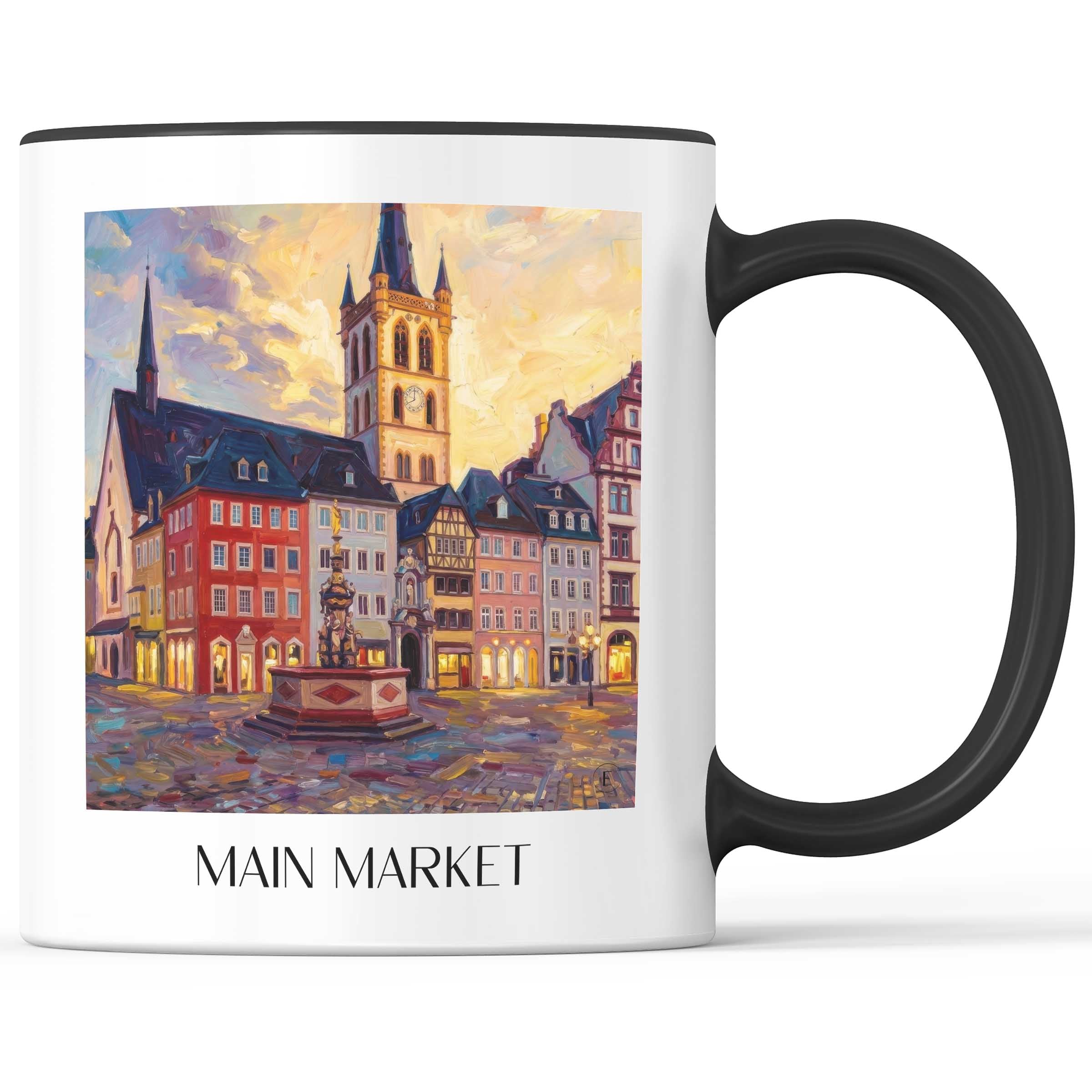 Hauptmarkt Kaffeebecher - Trier - Deutschland Becher - Kaffeetasse im Ölgemälde Stil