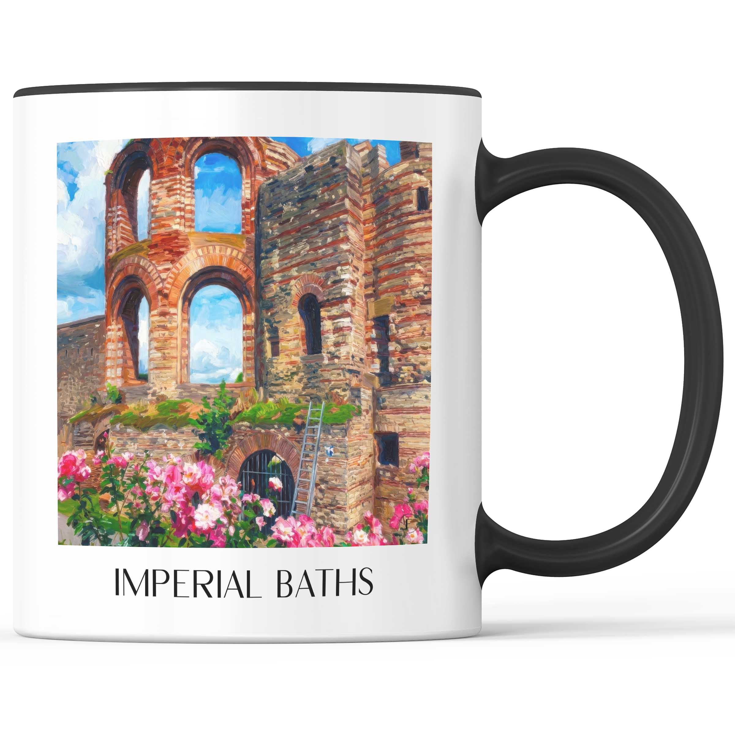 Kaiserthermen Kaffeebecher - Trier - Deutschland Becher - Kaffeetasse im Ölgemälde Stil