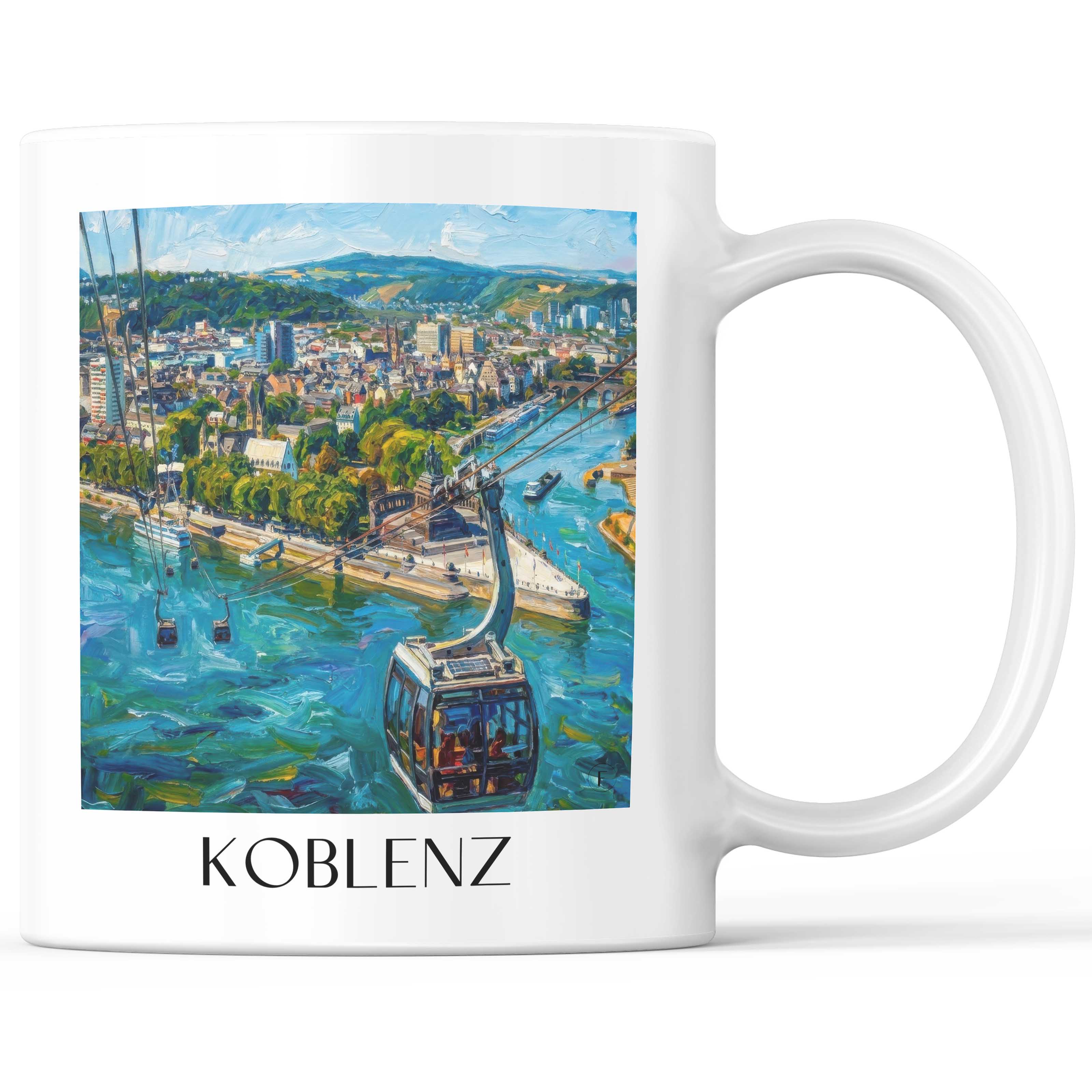 Koblenz Kaffeebecher - Rheinland-Pfalz - Deutschland Becher - Kaffeetasse im Ölgemälde Stil