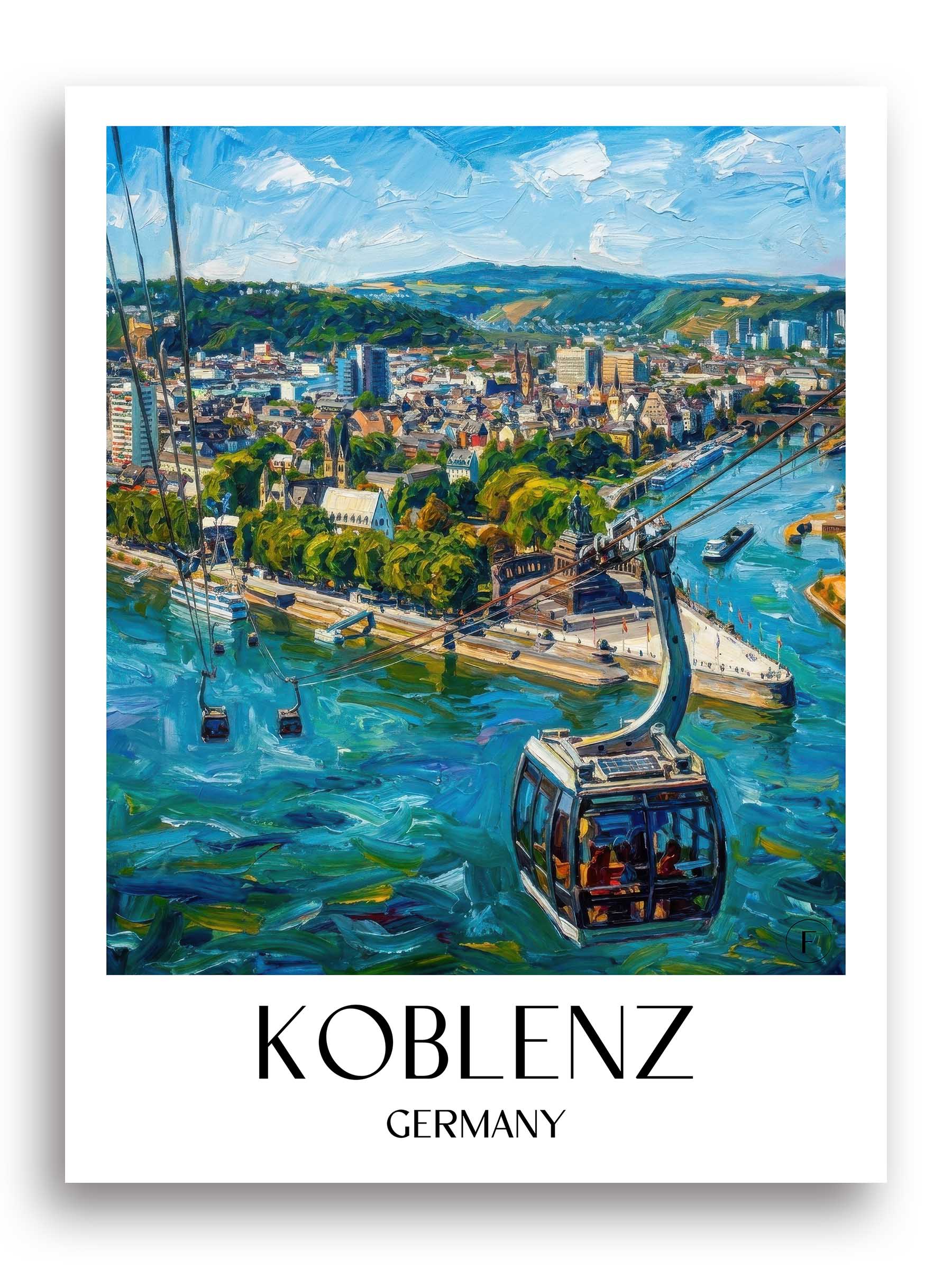 Koblenz Poster - Rheinland-Pfalz - Deutschland Kunstdruck - Ölgemälde von A4 bis A1