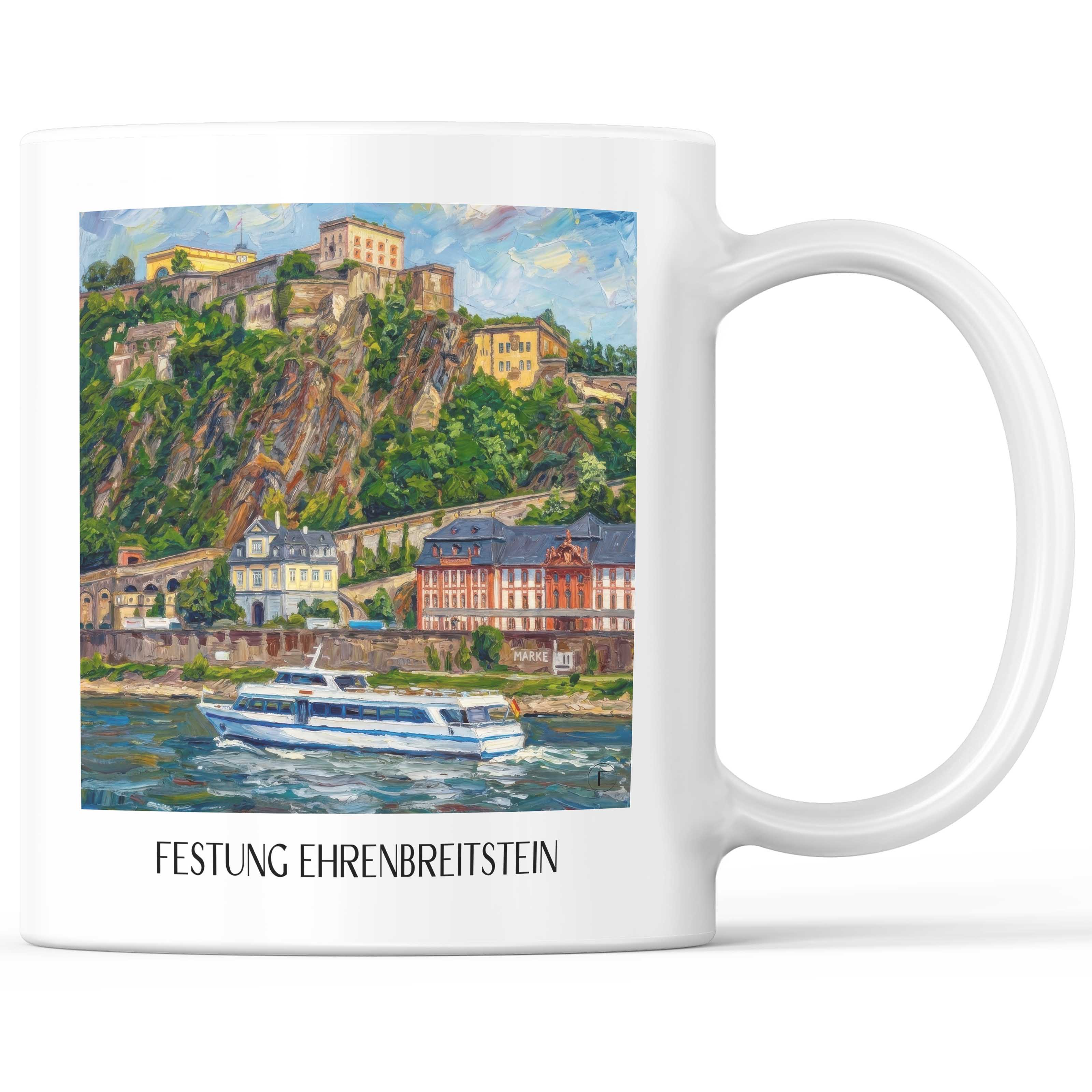 Festung Ehrenbreitstein
Kaffeebecher - Koblenz - Deutschland Becher - Kaffeetasse im Ölgemälde Stil