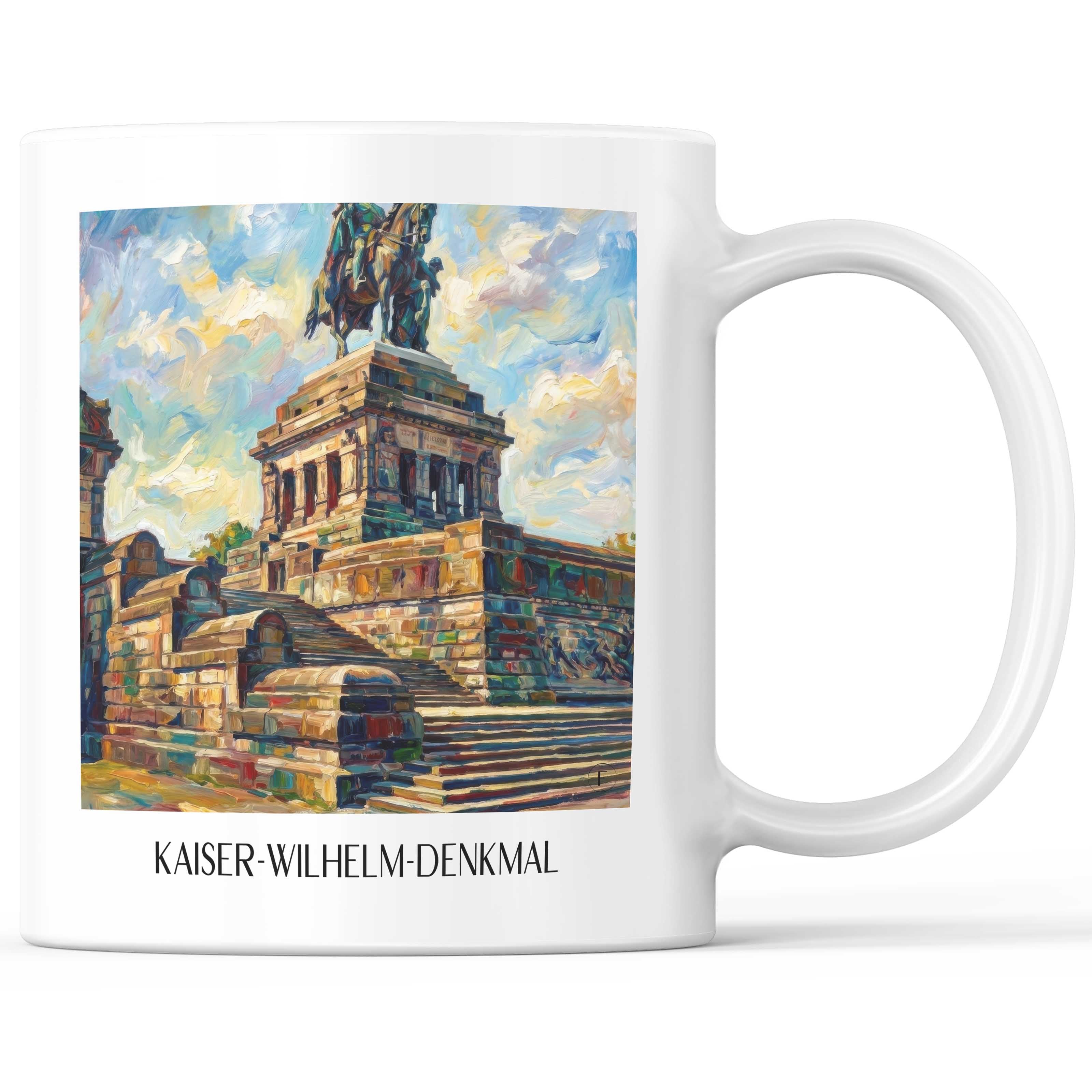 Kaiser-Wilhelm-Denkmal Kaffeebecher - Koblenz - Deutschland Becher - Kaffeetasse im Ölgemälde Stil