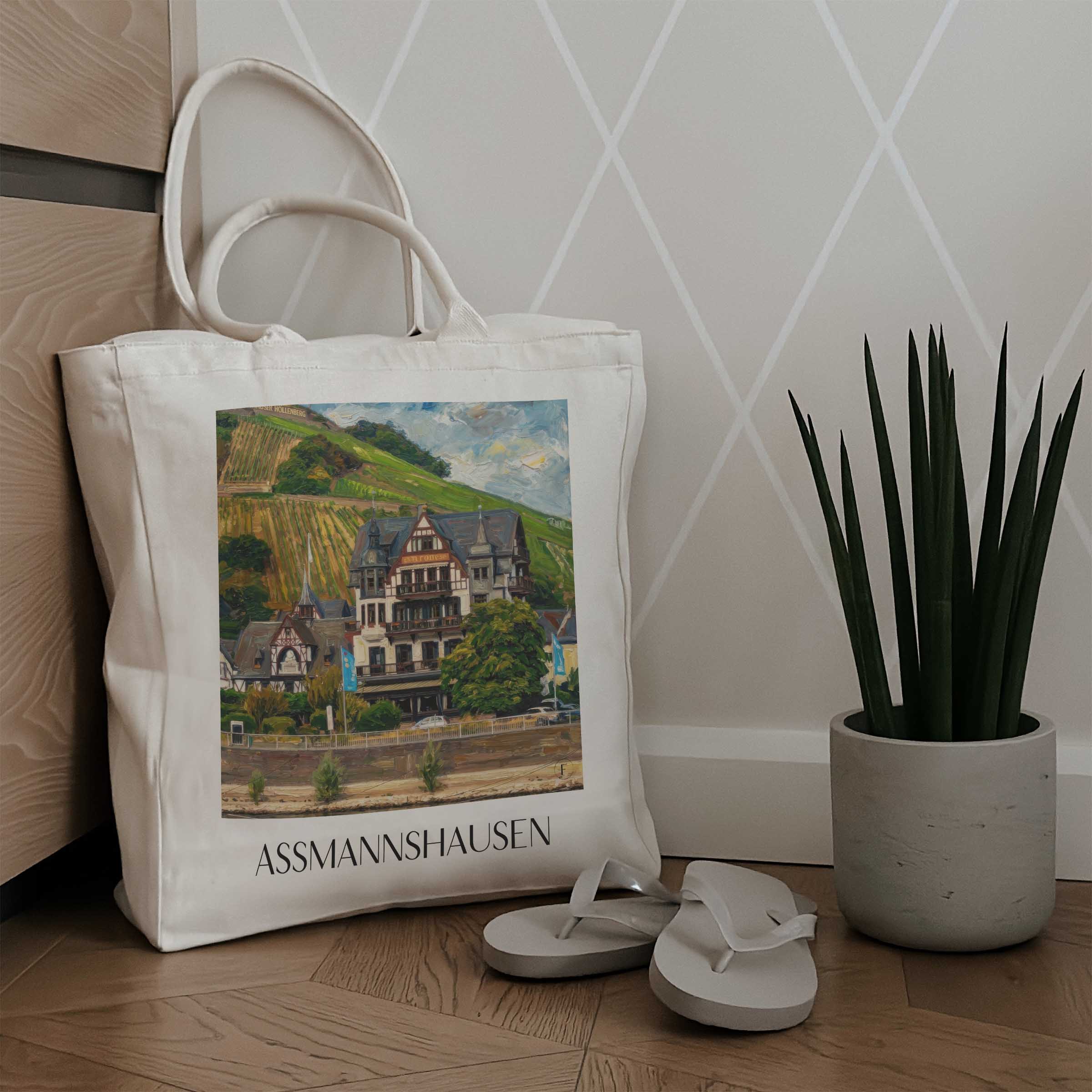 assmannshausen-rheingau-deutschland-einkaufstasche-oil-painting-oelgemaelde