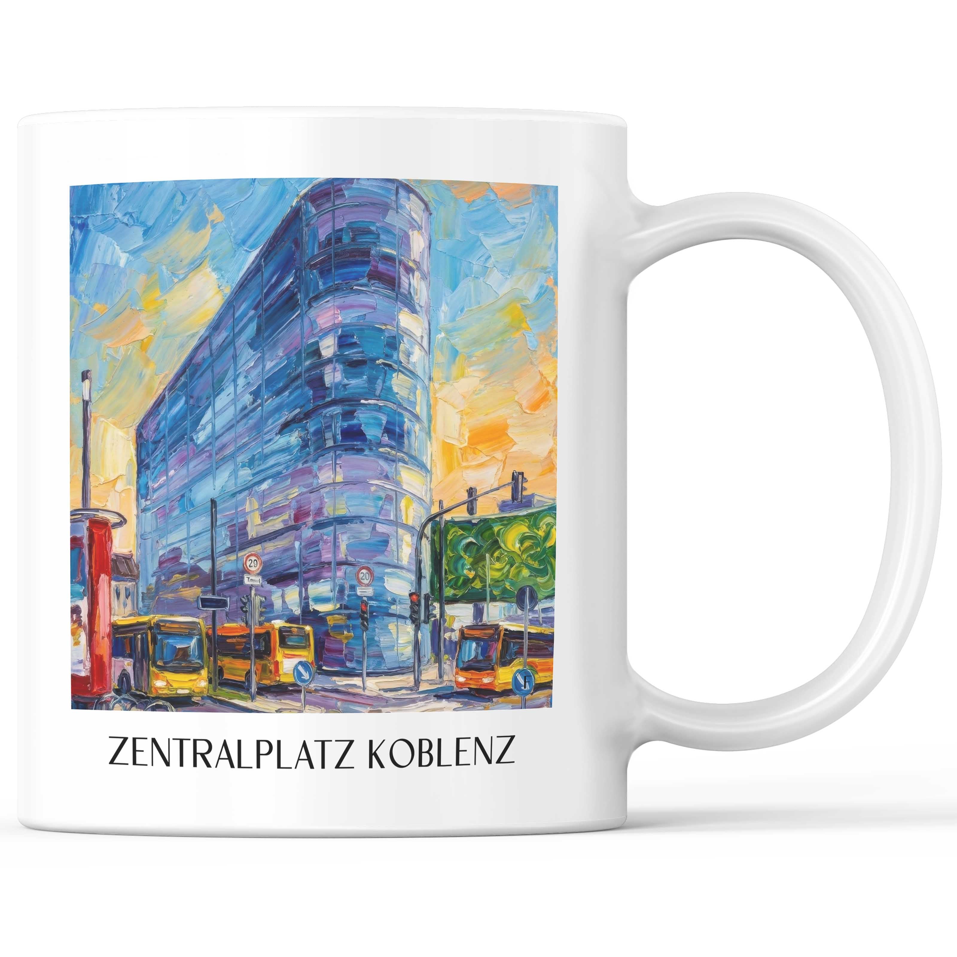 Zentralplatz Kaffeebecher - Koblenz - Deutschland Becher - Kaffeetasse im Ölgemälde Stil