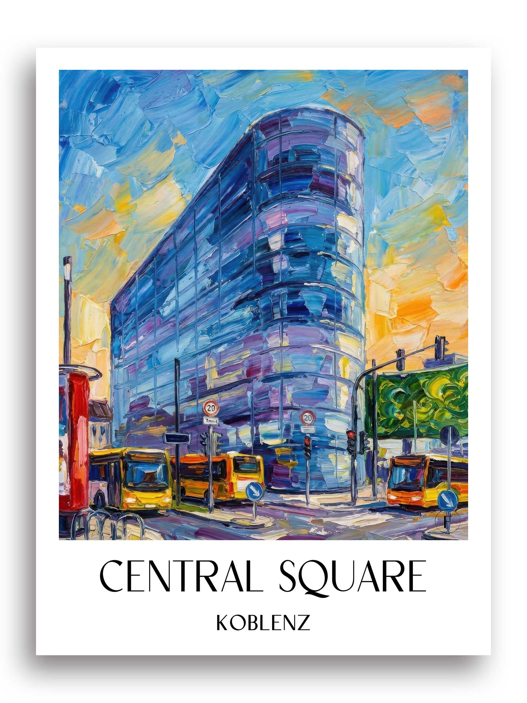 Zentralplatz Poster - Koblenz - Deutschland Kunstdruck - Ölgemälde von A4 bis A1