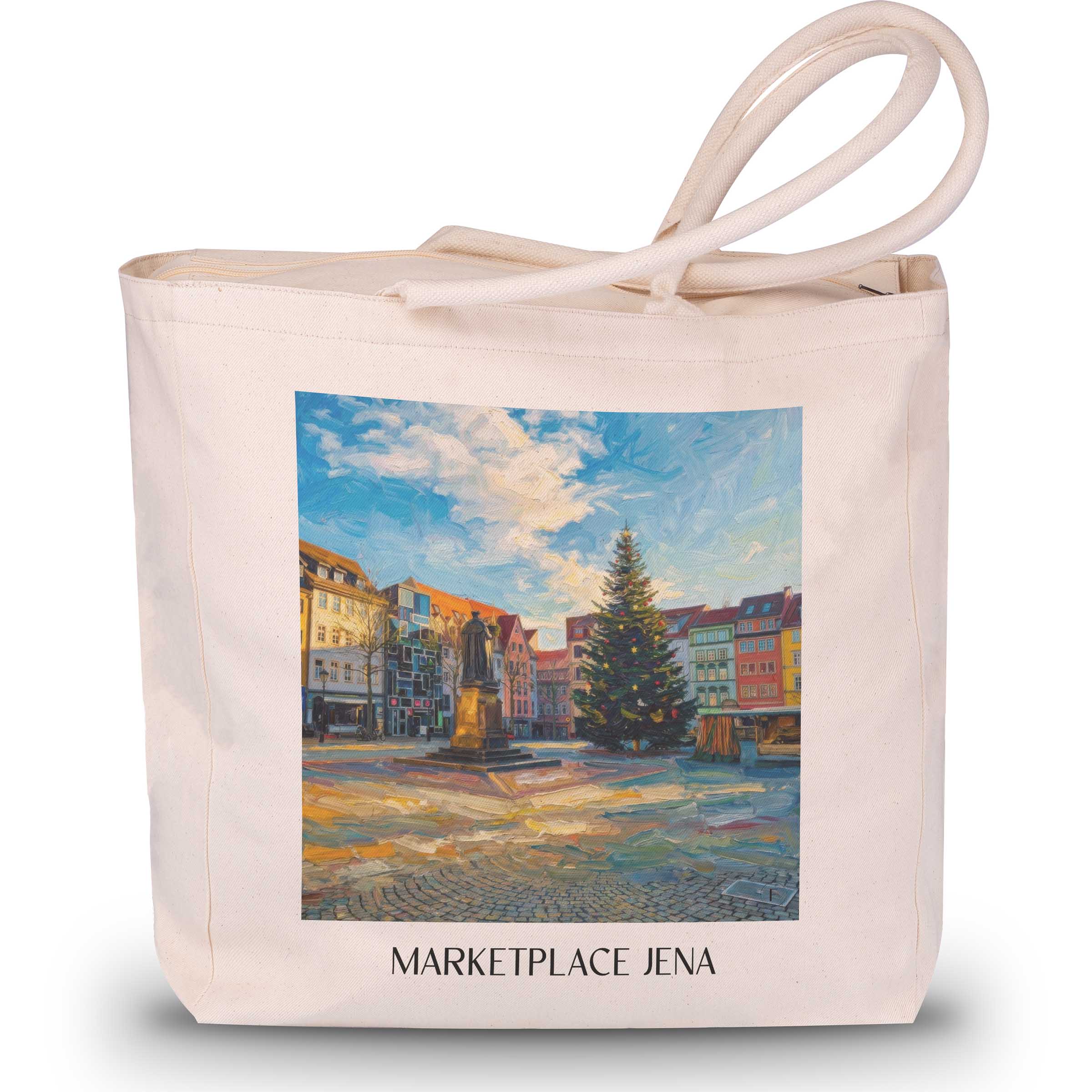 Marktplatz Shopping Tasche - Jena - Deutschland Tote Bag - Einkaufstasche im Ölgemälde Stil