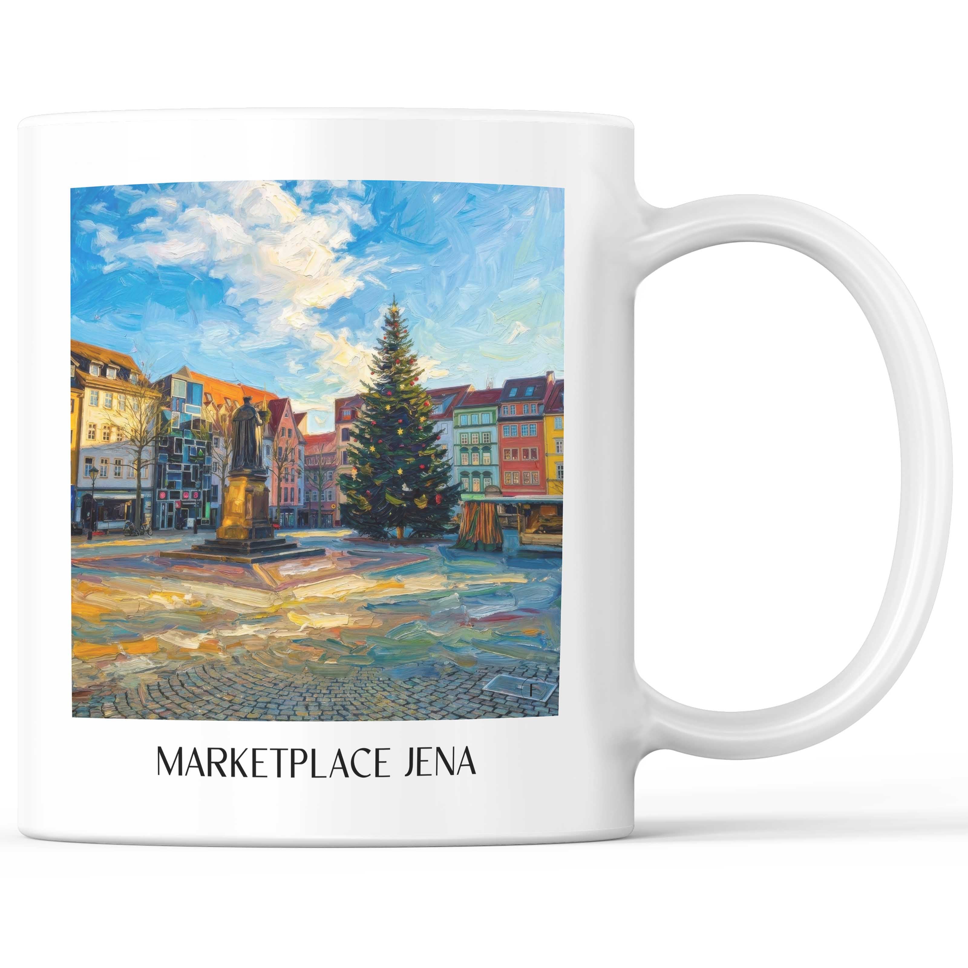 Marktplatz Kaffeebecher - Jena - Deutschland Becher - Kaffeetasse im Ölgemälde Stil