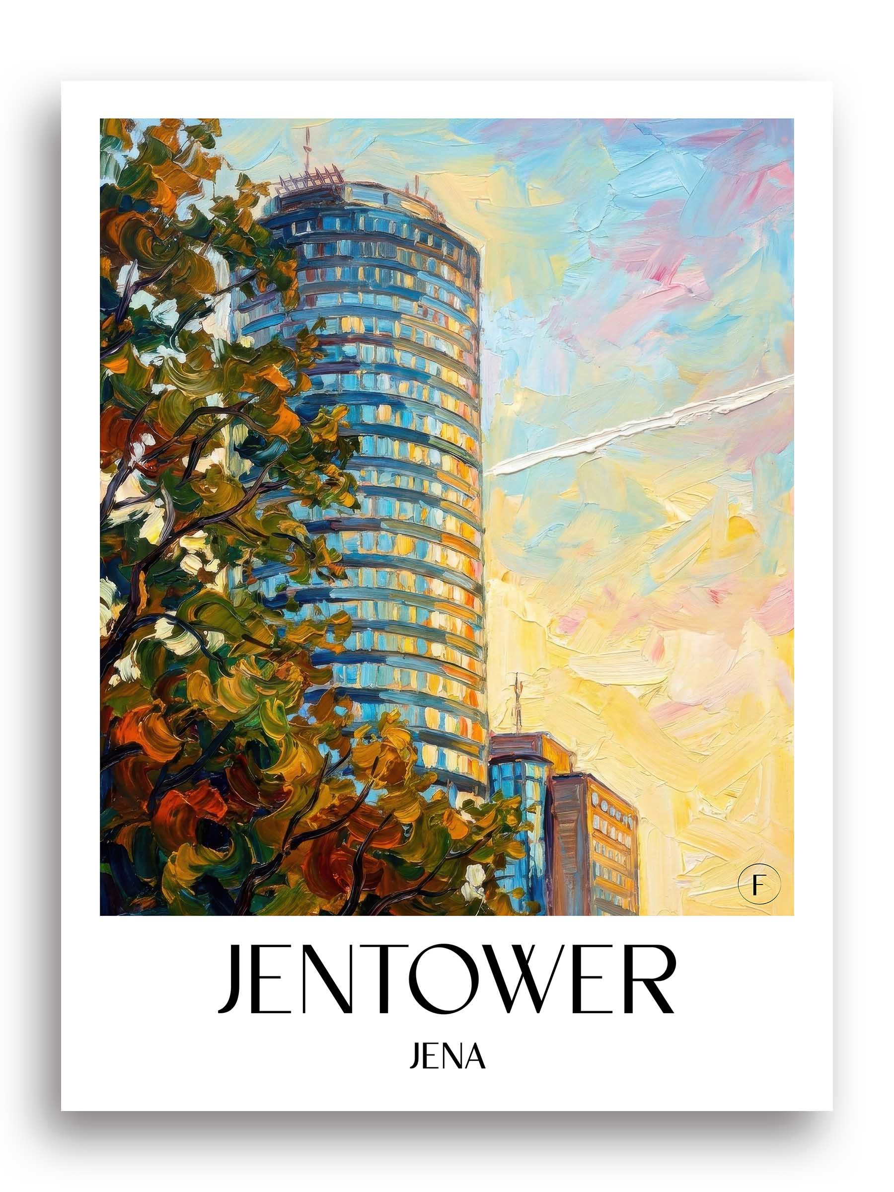 JenTower Poster - Jena - Deutschland Kunstdruck - Ölgemälde von A4 bis A1
