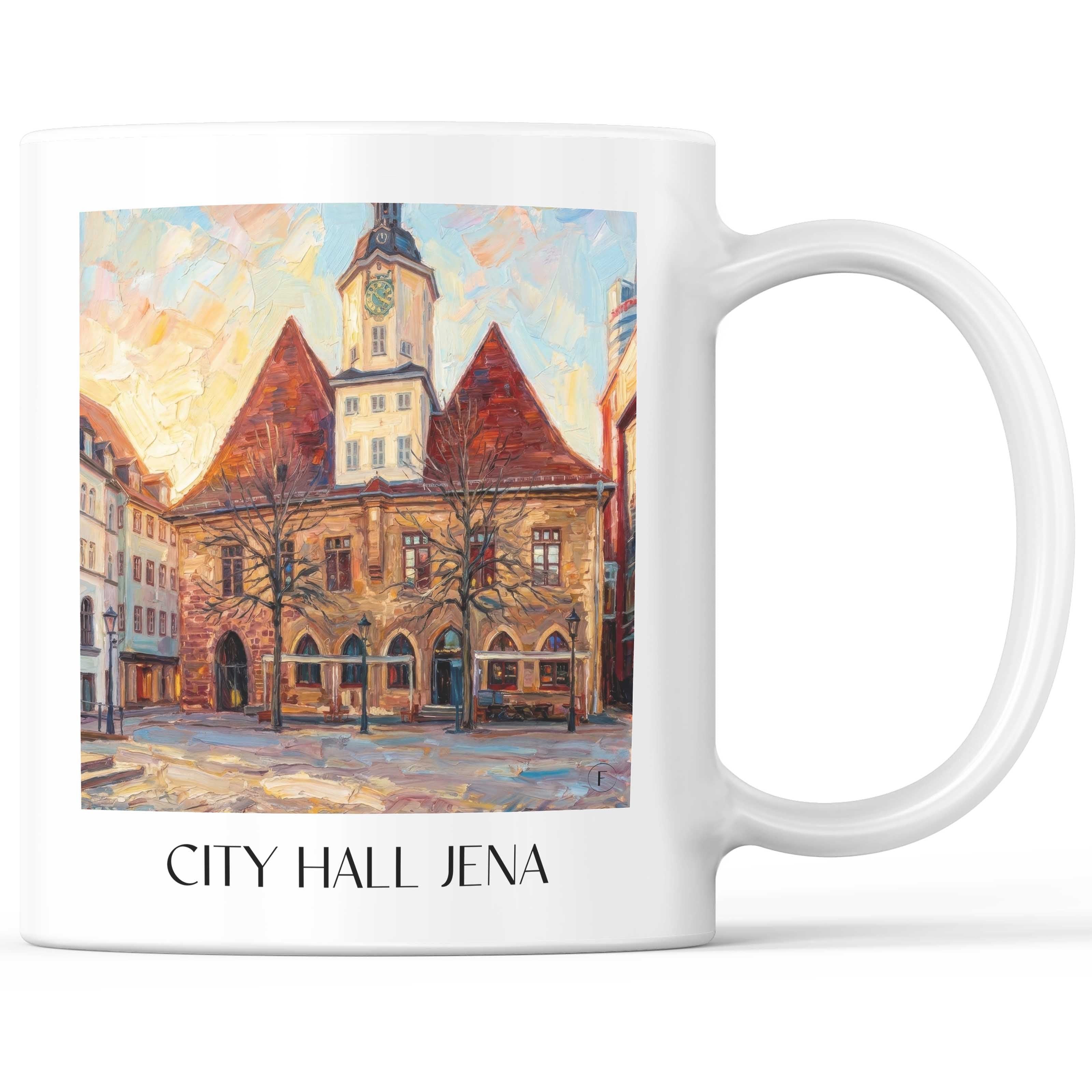 Rathaus Kaffeebecher - Jena - Deutschland Becher - Kaffeetasse im Ölgemälde Stil