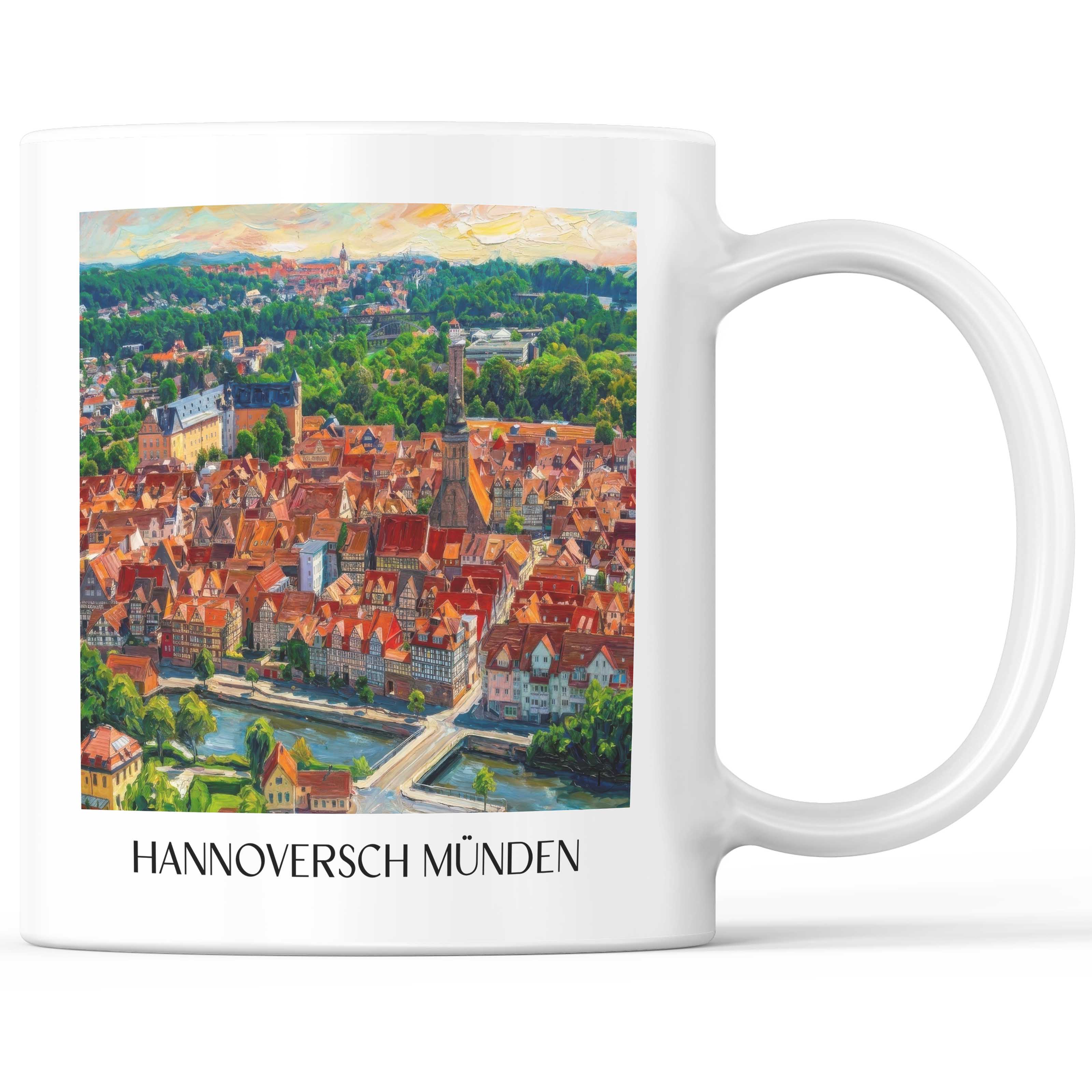 Hannoversch Münden Kaffeebecher - Niedersachsen - Deutschland Becher - Kaffeetasse im Ölgemälde Stil