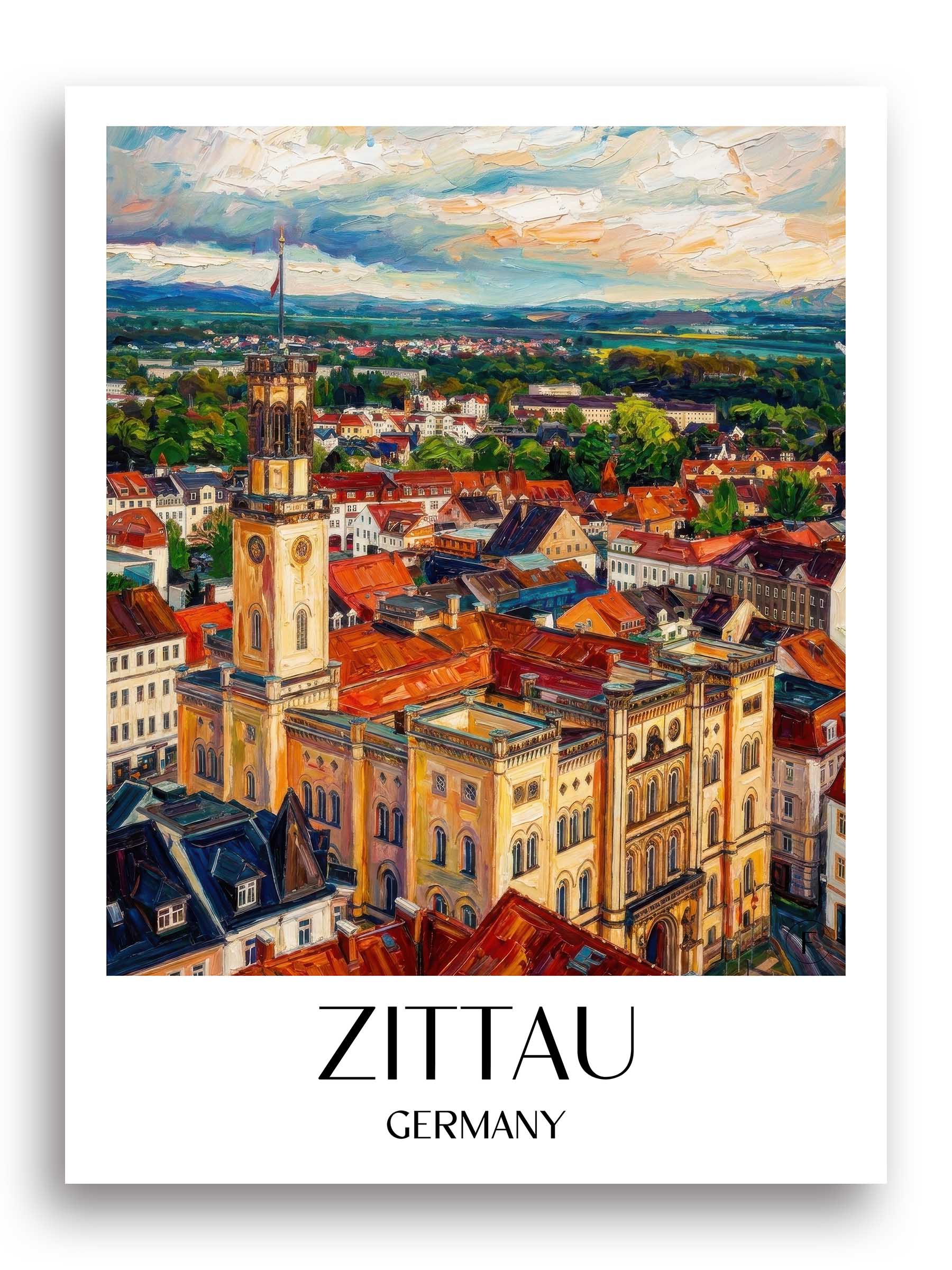 Zittau Poster - Oberlausitz - Deutschland Kunstdruck - Ölgemälde von A4 bis A1