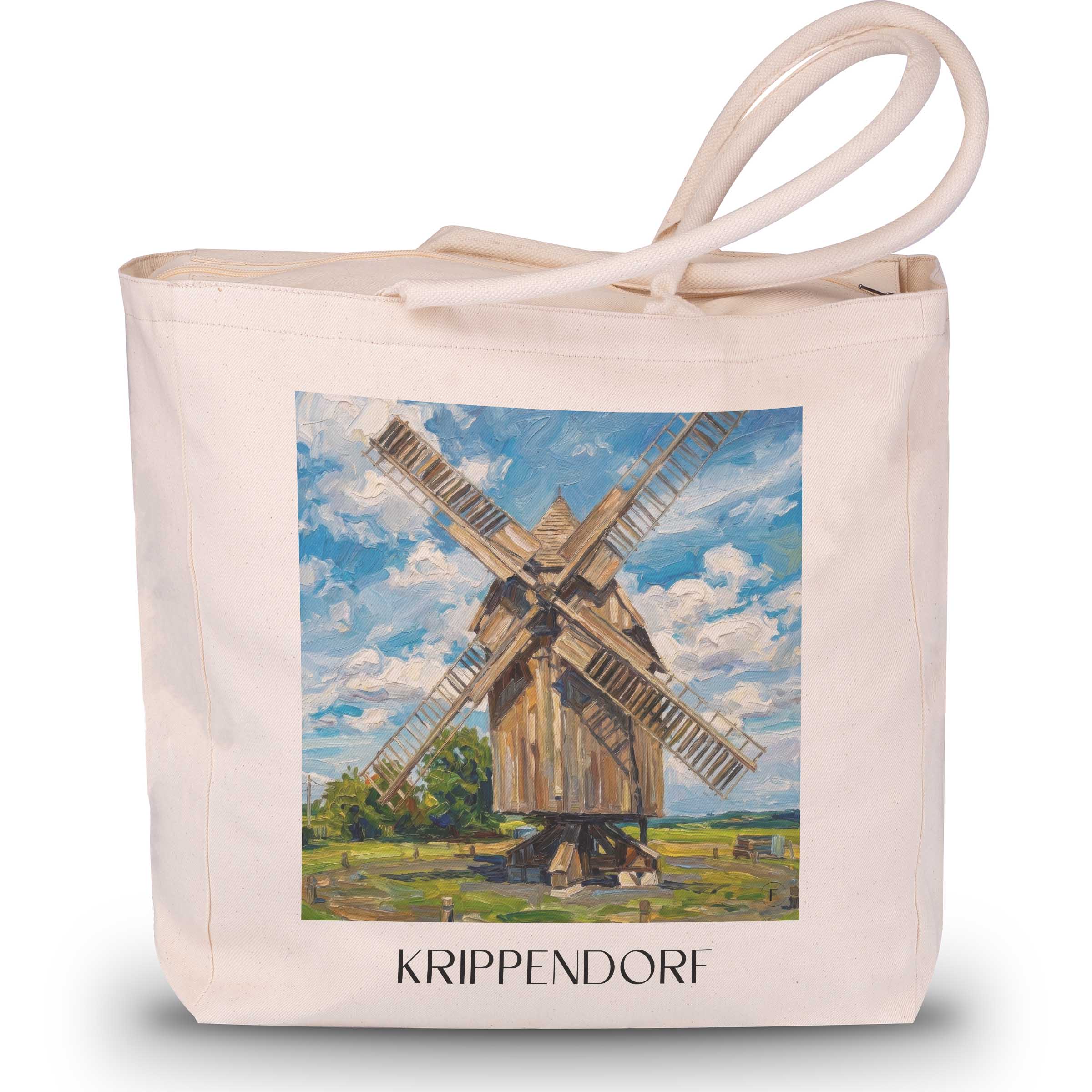 Krippendorf Shopping Tasche - Jena - Deutschland Tote Bag - Einkaufstasche im Ölgemälde Stil