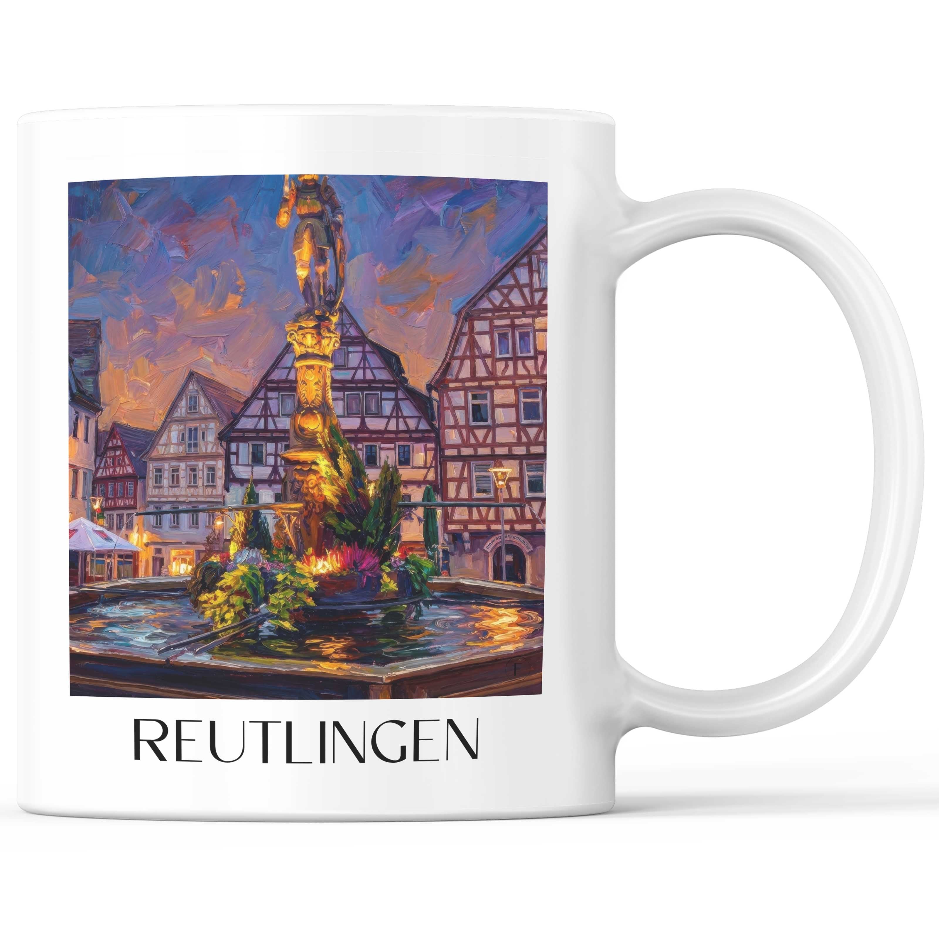 Reutlingen Kaffeebecher - Schwäbische Alb - Deutschland Becher - Kaffeetasse im Ölgemälde Stil