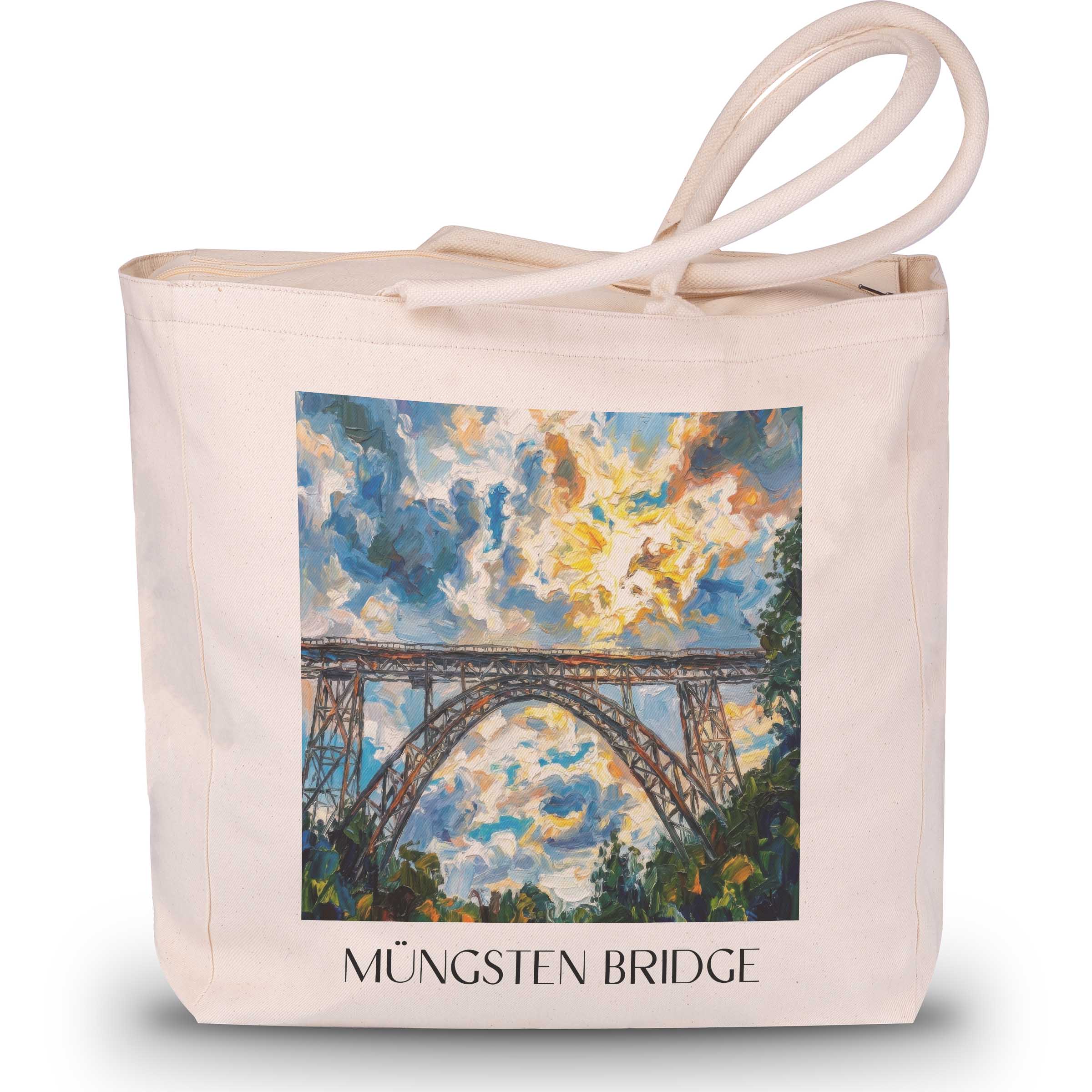 Müngstener brücke Shopping Tasche - Remscheid - Deutschland Tote Bag - Einkaufstasche im Ölgemälde Stil