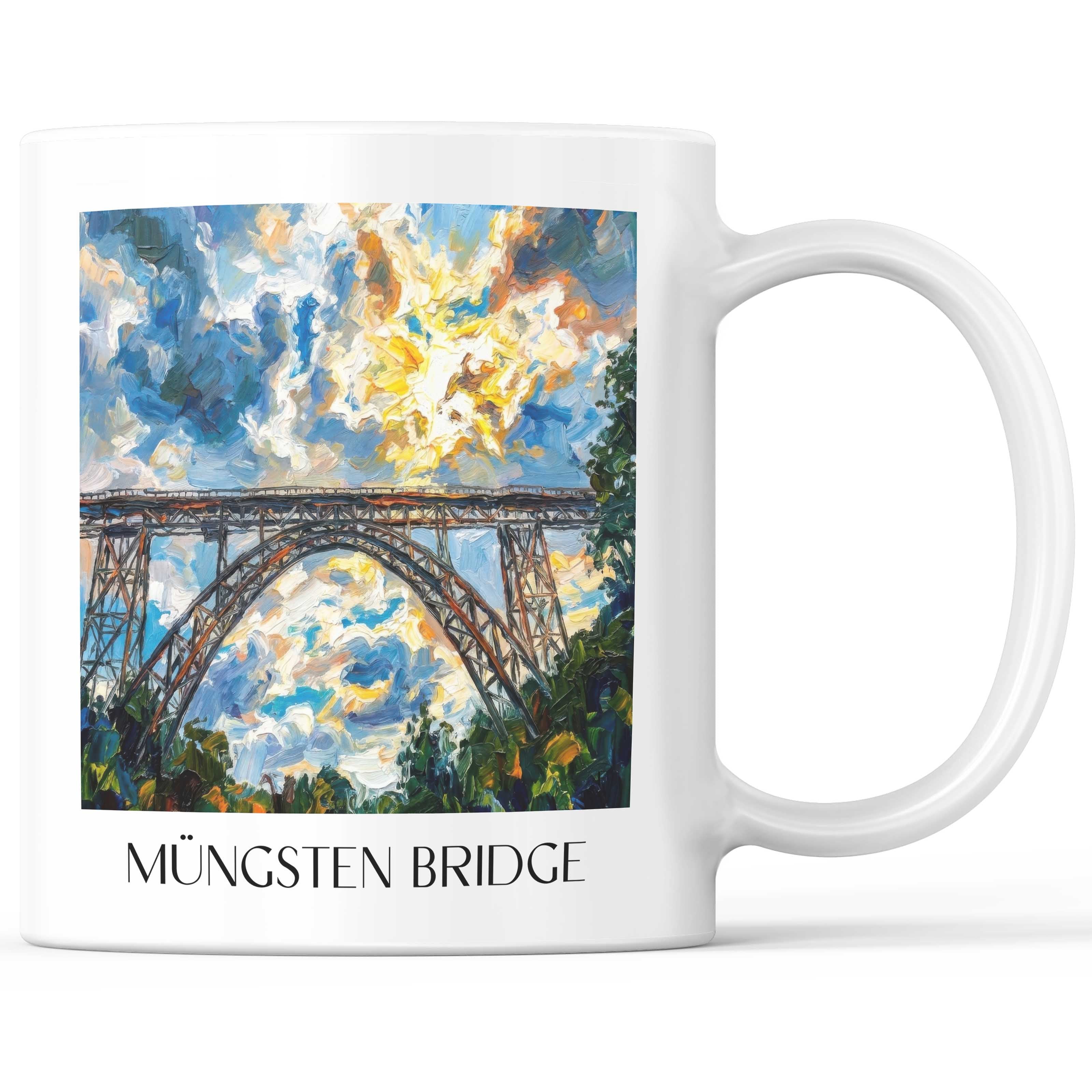 Müngstener brücke Kaffeebecher - Remscheid - Deutschland Becher - Kaffeetasse im Ölgemälde Stil