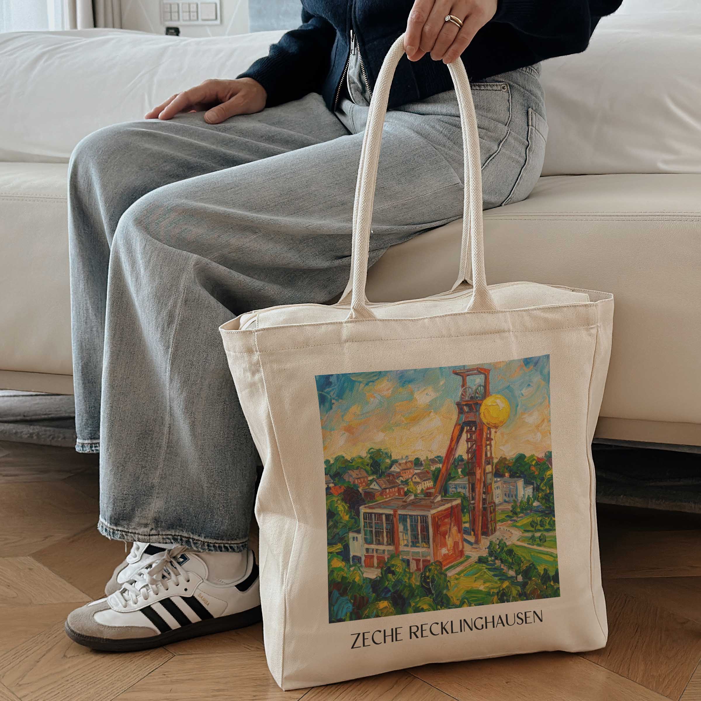 zeche-recklinghausen-deutschland-einkaufstasche-oil-painting-oelgemaelde