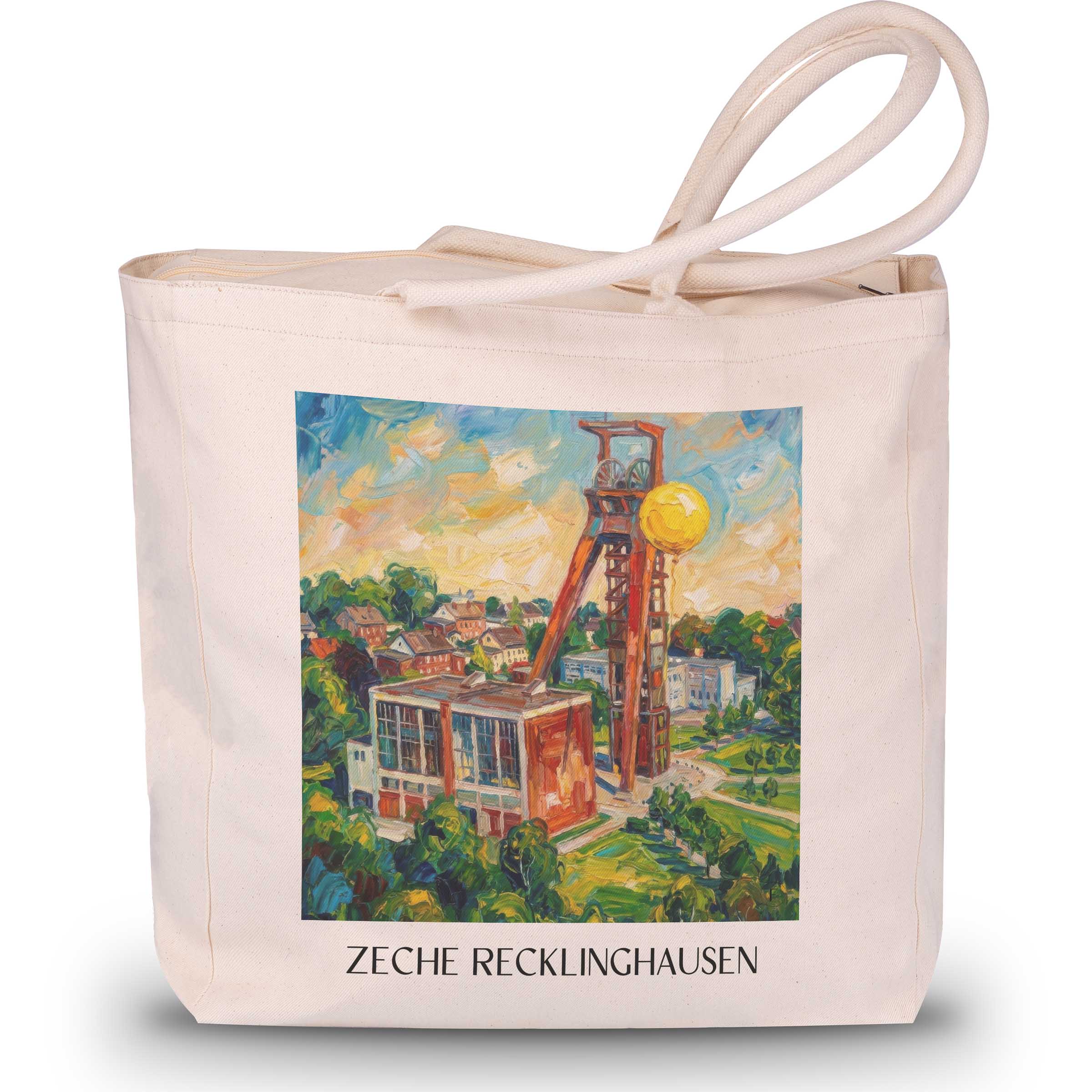 Zeche Shopping Tasche - Recklinghausen - Deutschland Tote Bag - Einkaufstasche im Ölgemälde Stil