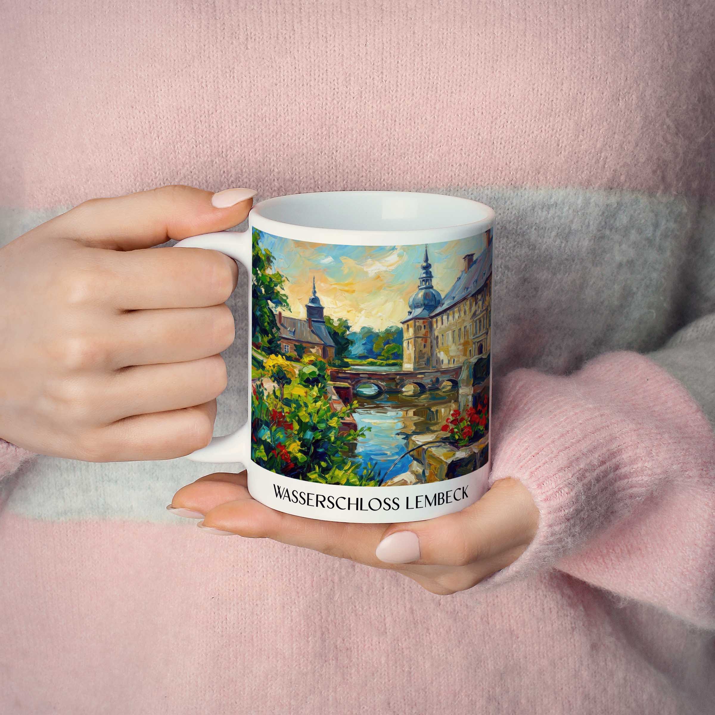 wasserschloss-lembeck-münsterland-deutschland-kaffeebecher-oil-painting-oelgemaelde