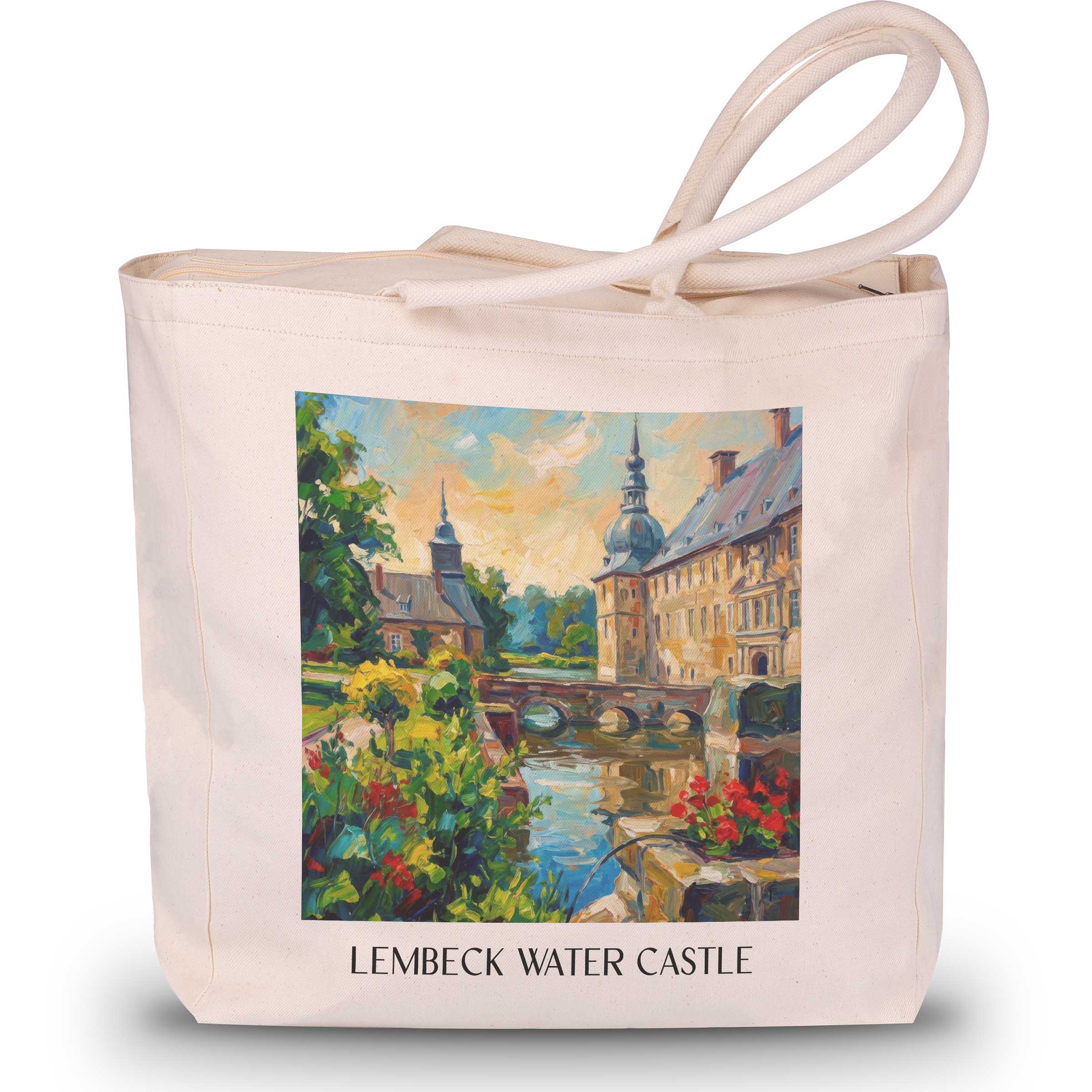 Wasserschloss Lembeck Shopping Tasche - Münsterland - Deutschland Tote Bag - Einkaufstasche im Ölgemälde Stil