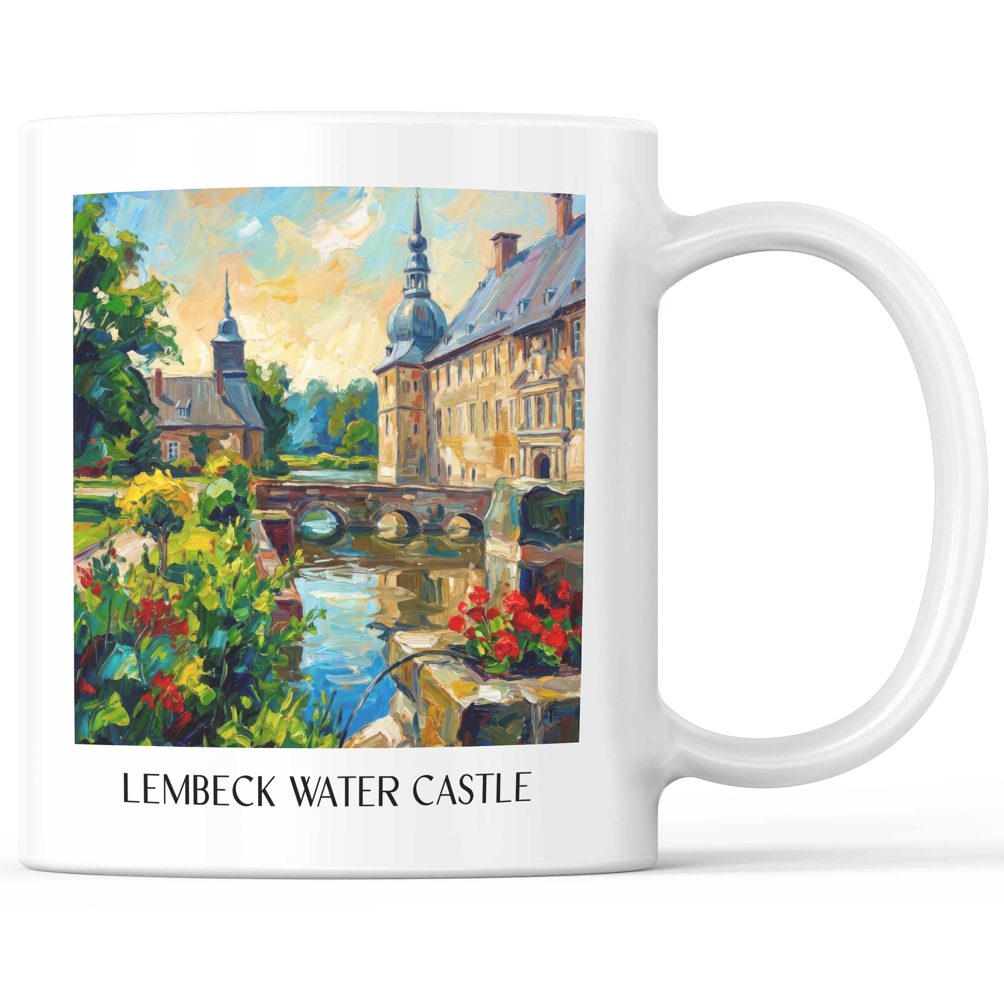 Wasserschloss Lembeck Kaffeebecher - Münsterland - Deutschland Becher - Kaffeetasse im Ölgemälde Stil