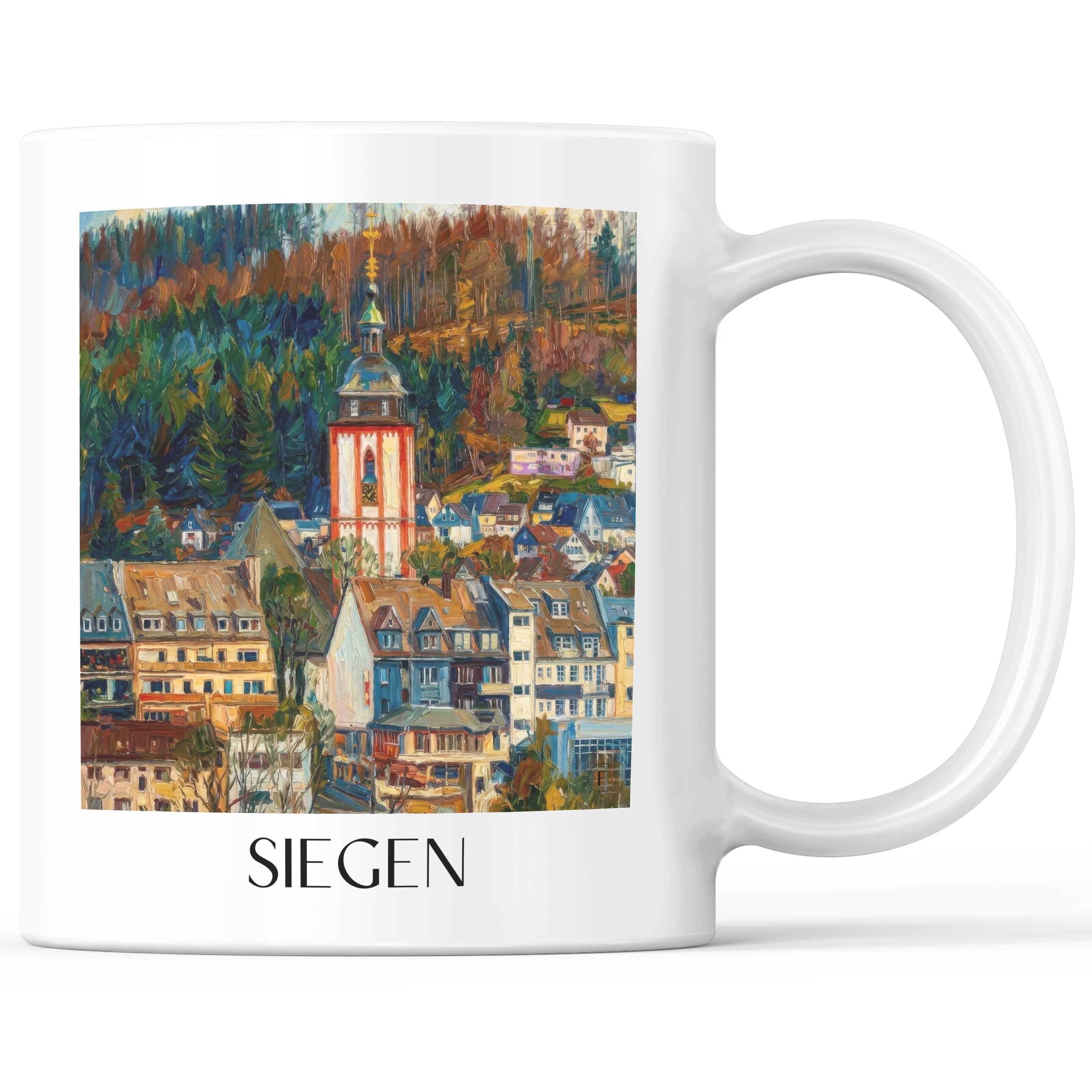 Siegen Kaffeebecher - Nordrhein-Westfalen - Deutschland Becher - Kaffeetasse im Ölgemälde Stil