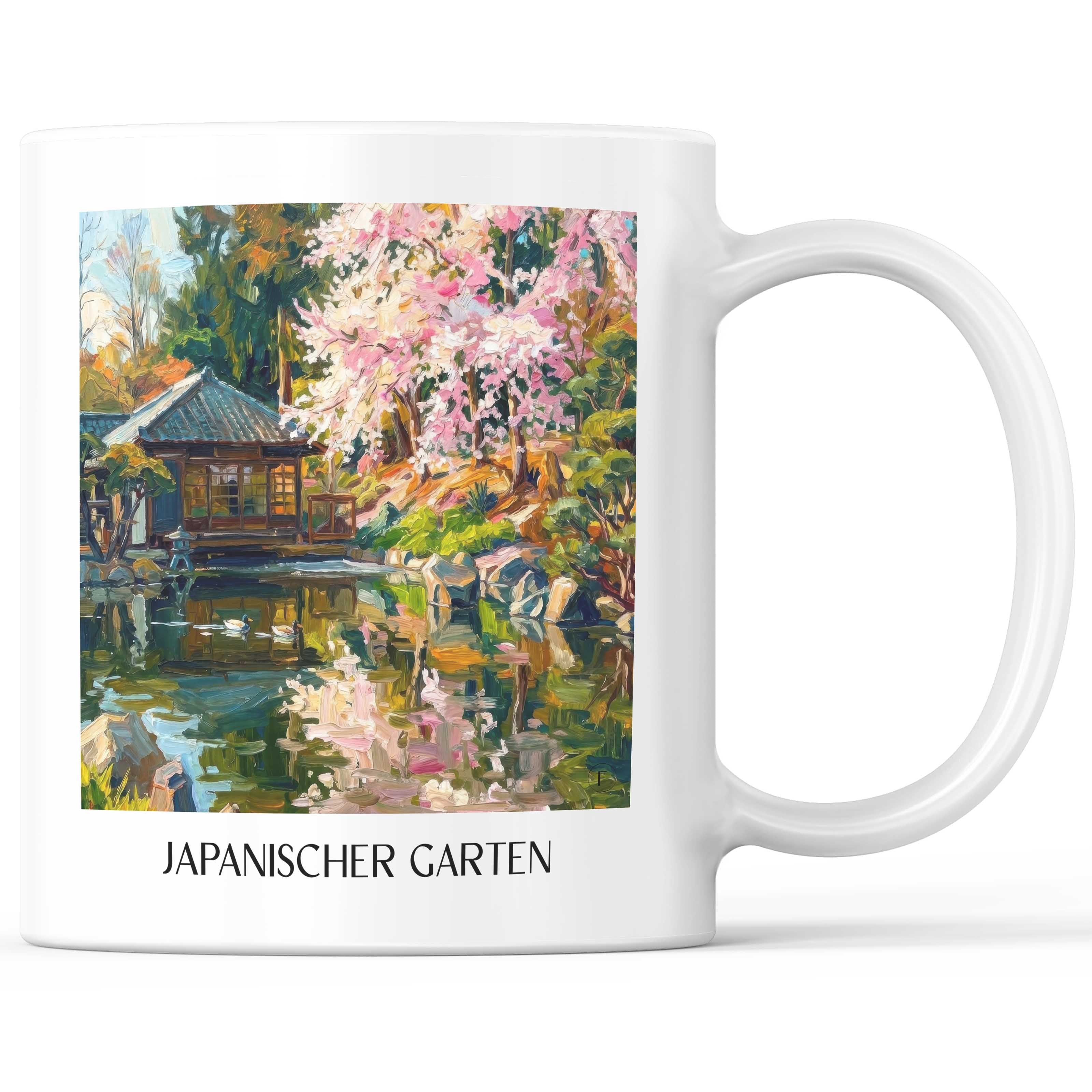 Japanischer Garten Kaffeebecher - Kaiserslautern - Deutschland Becher - Kaffeetasse im Ölgemälde Stil