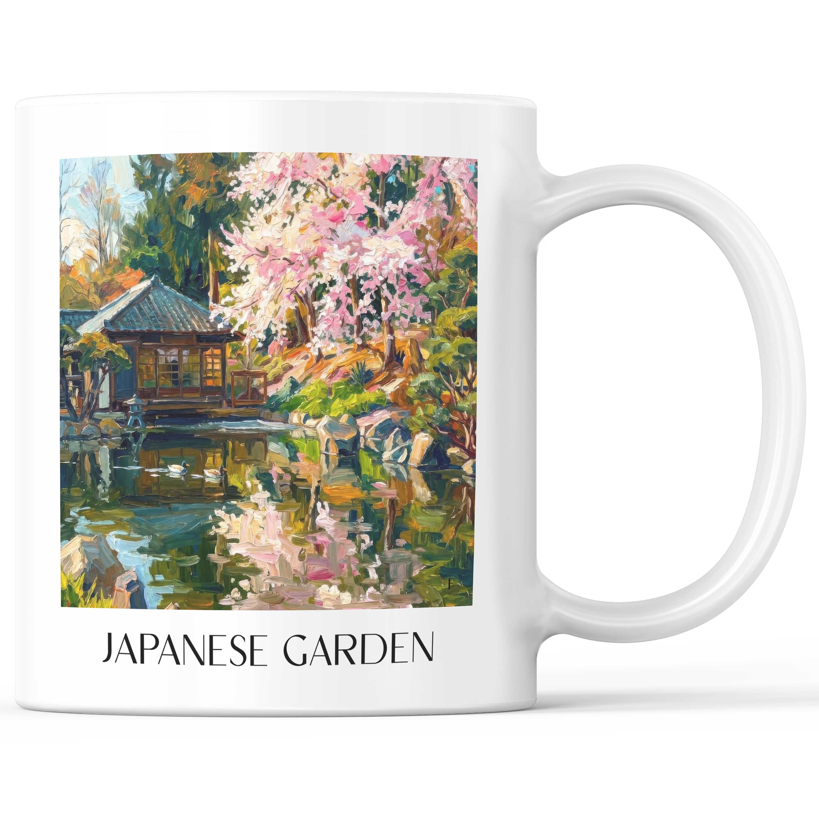 Japanischer Garten Kaffeebecher - Kaiserslautern - Deutschland Becher - Kaffeetasse im Ölgemälde Stil