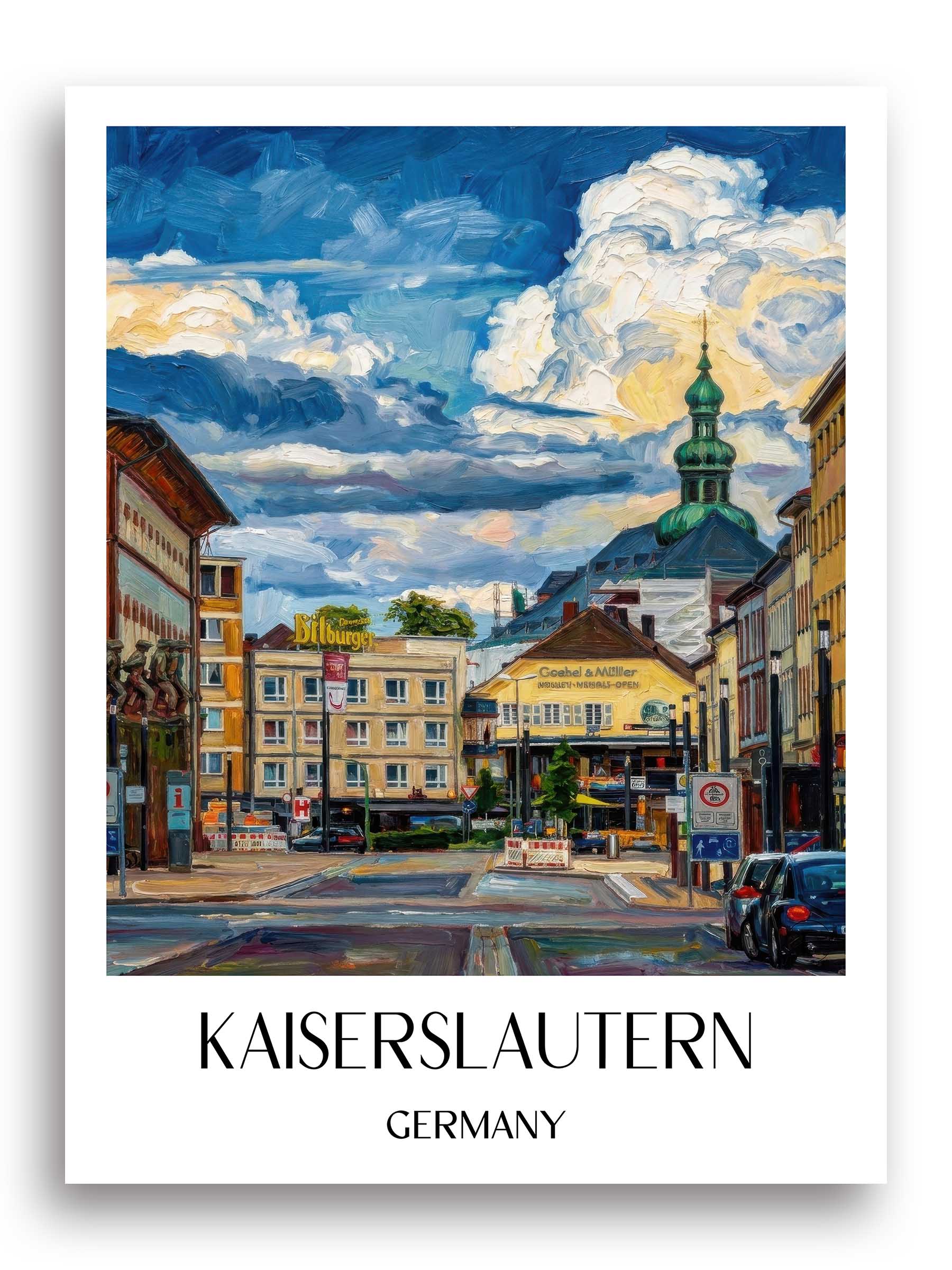 Kaiserslautern Poster - Rheinland-Pfalz - Deutschland Kunstdruck - Ölgemälde von A4 bis A1