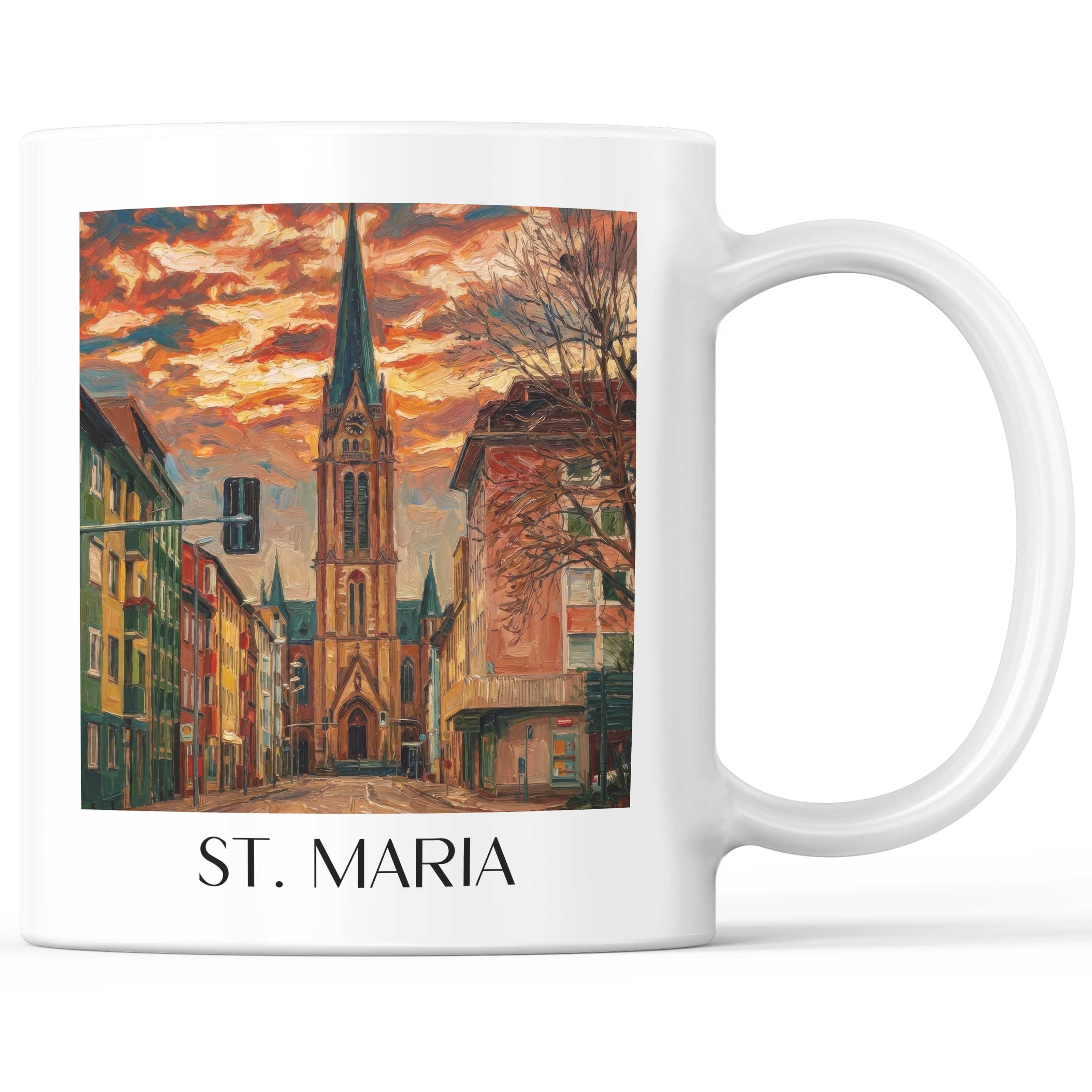 St. Maria Kaffeebecher - Kaiserslautern - Deutschland Becher - Kaffeetasse im Ölgemälde Stil