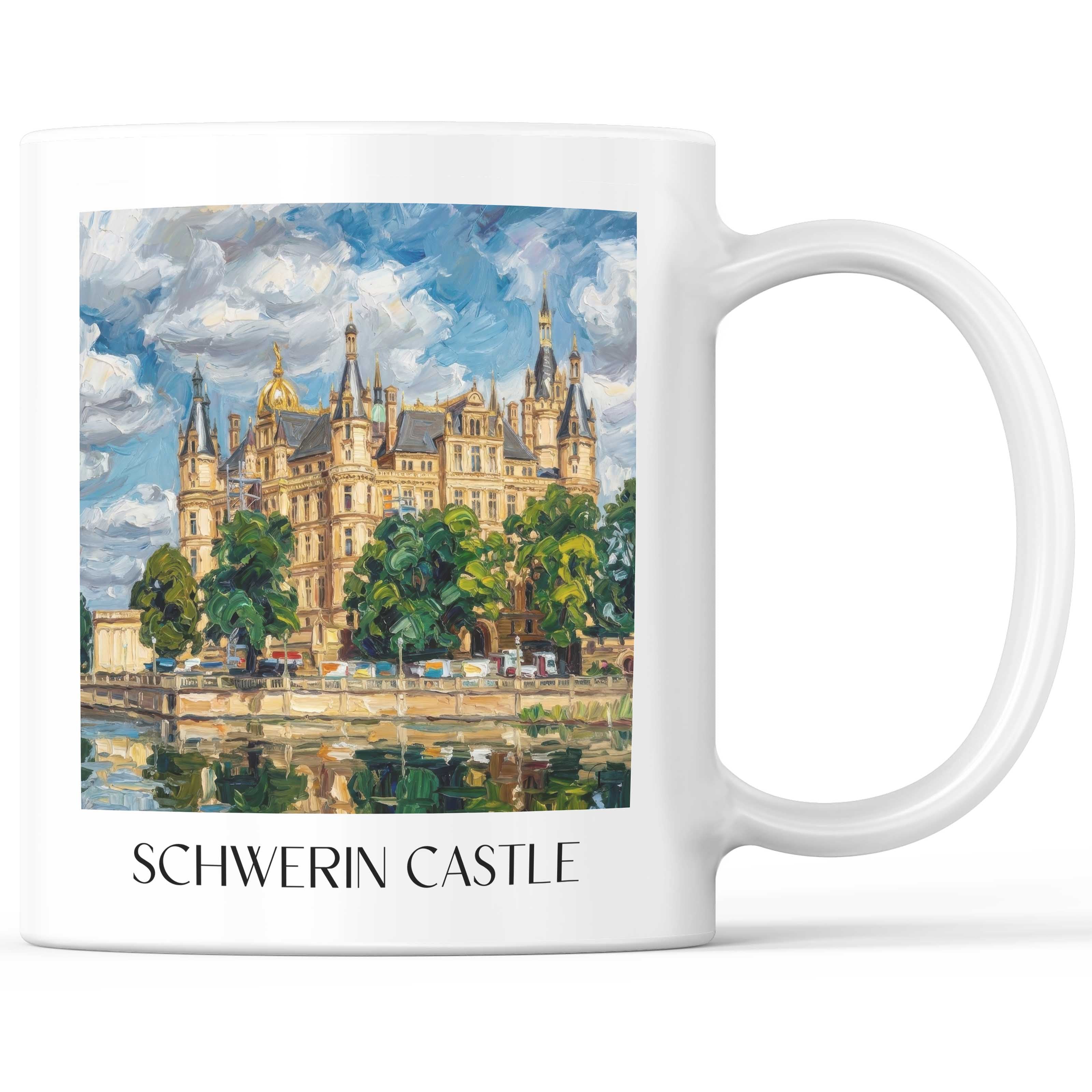 Schloss Schwerin Kaffeebecher - Mecklenburg - Deutschland Becher - Kaffeetasse im Ölgemälde Stil