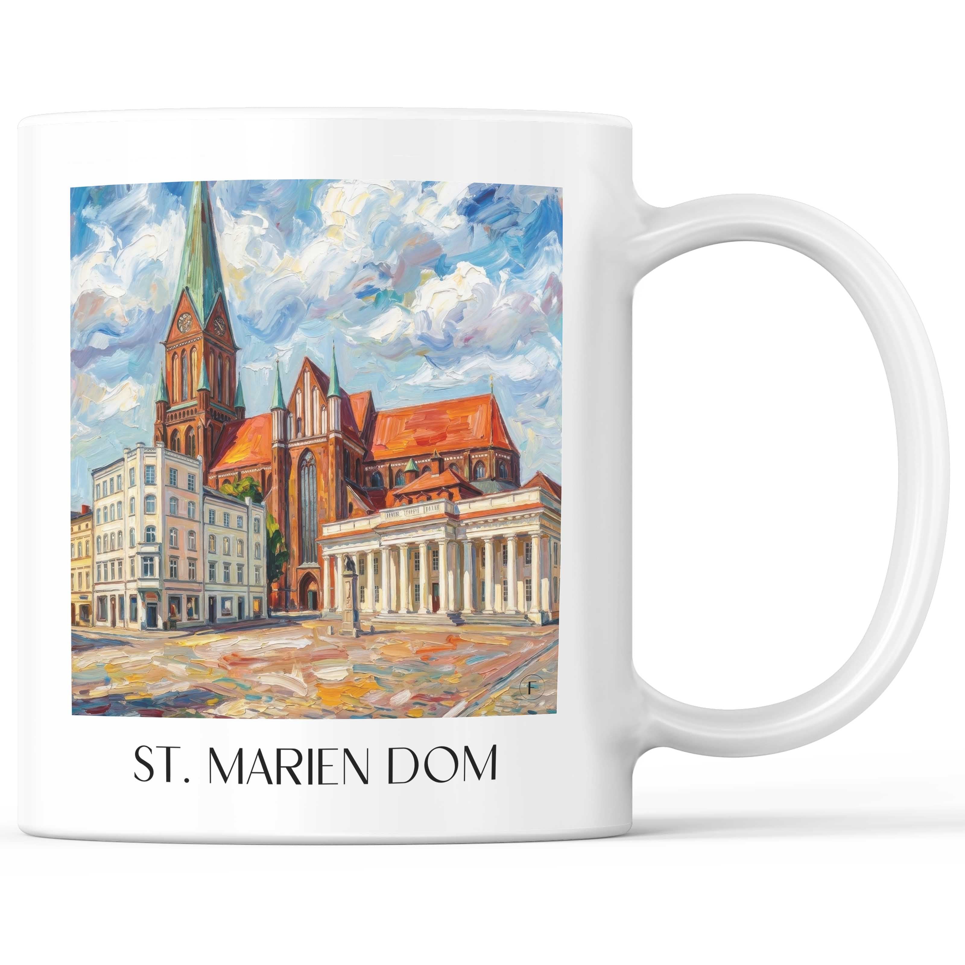St. Marien Dom Kaffeebecher - Schwerin - Deutschland Becher - Kaffeetasse im Ölgemälde Stil
