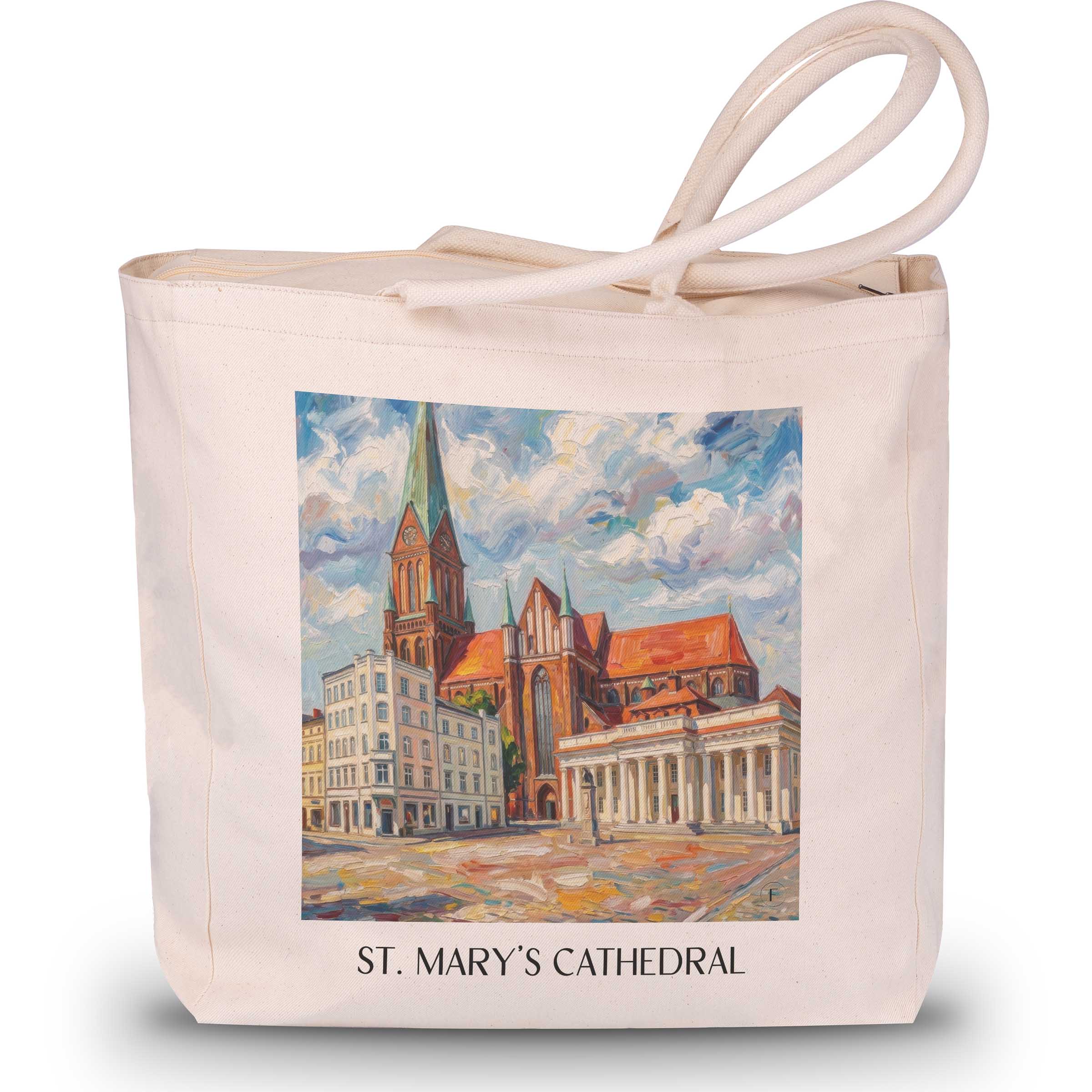St. Marien Dom Shopping Tasche - Schwerin - Deutschland Tote Bag - Einkaufstasche im Ölgemälde Stil