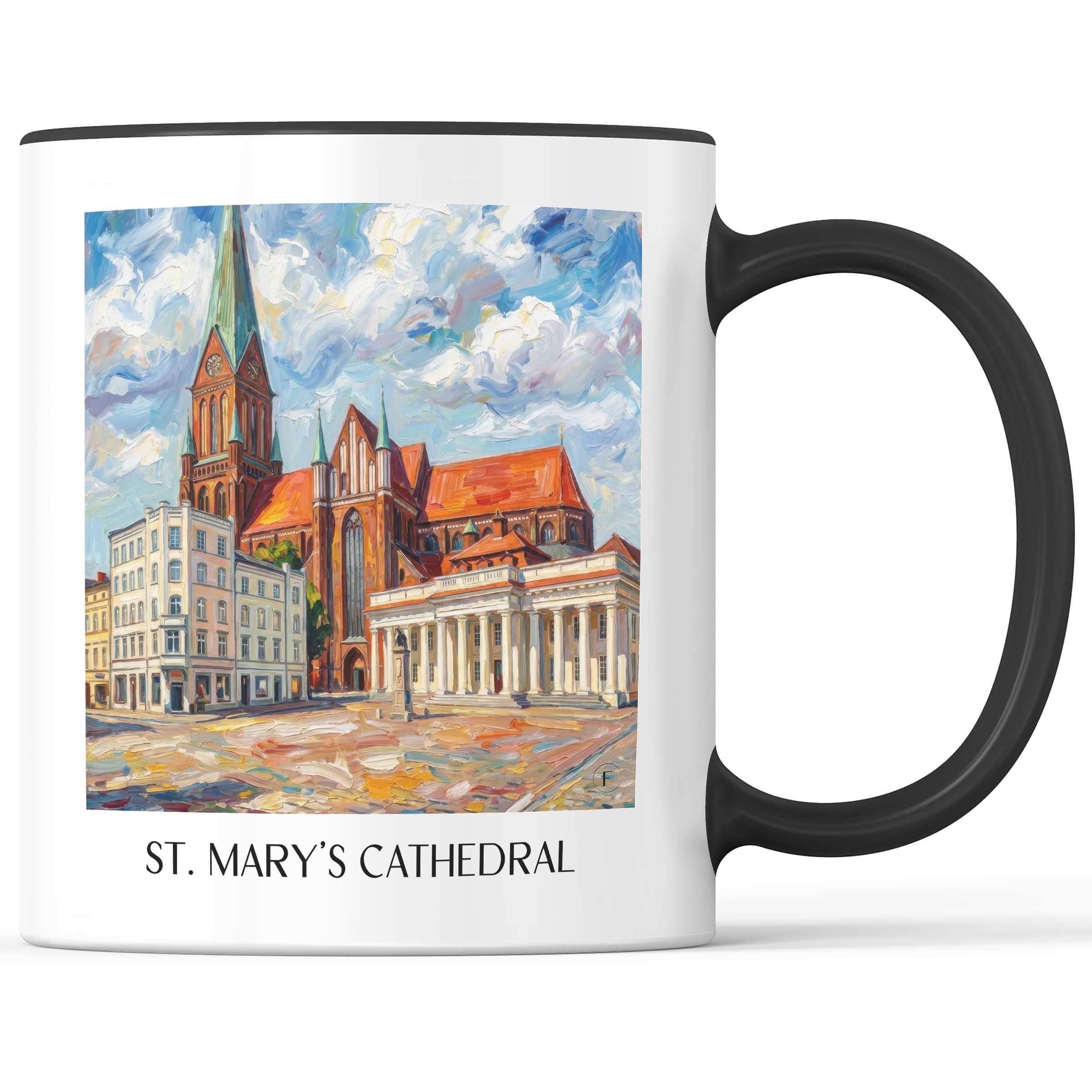 St. Marien Dom Kaffeebecher - Schwerin - Deutschland Becher - Kaffeetasse im Ölgemälde Stil