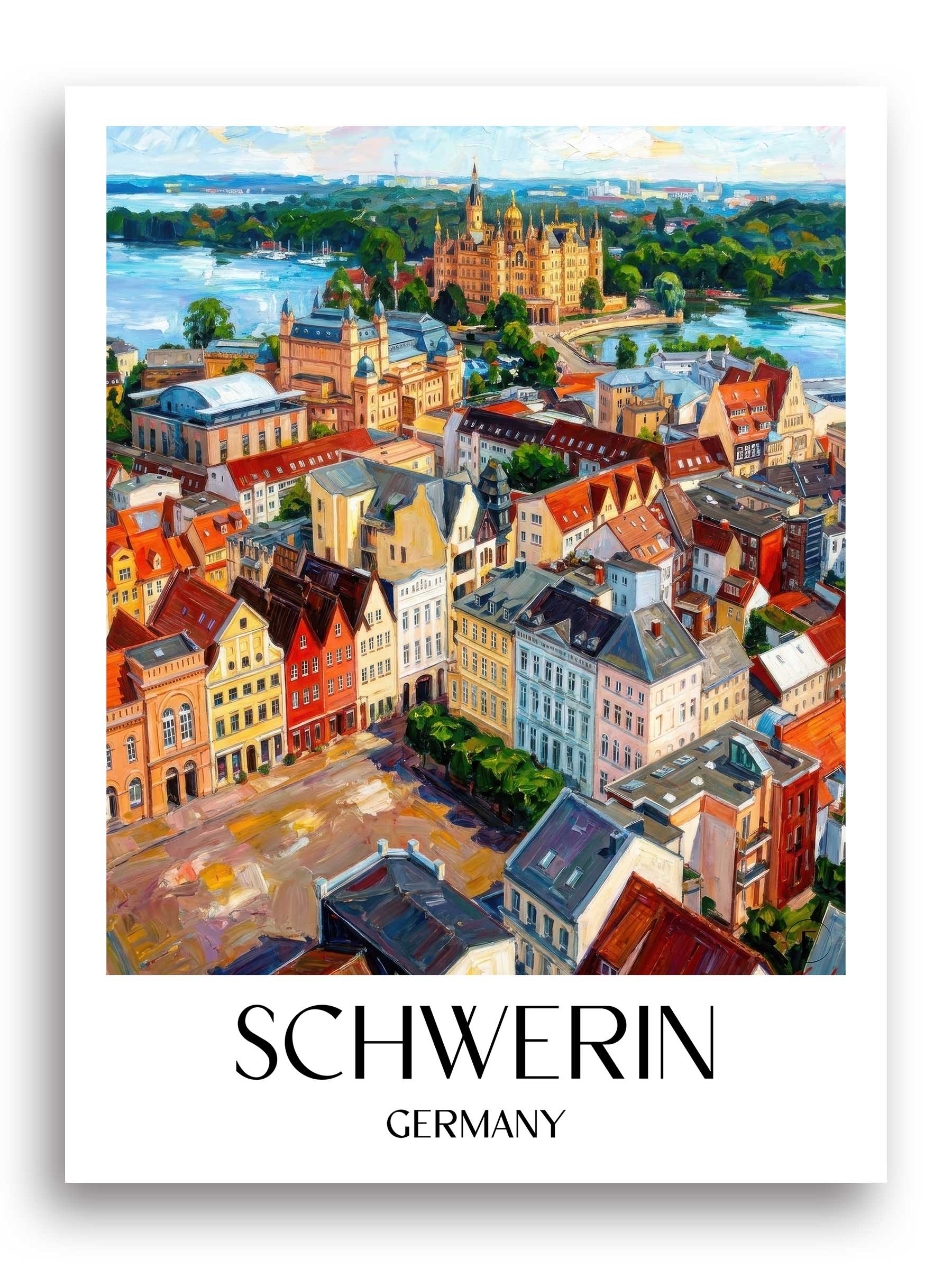 Schwerin Poster - Mecklenburg - Deutschland Kunstdruck - Ölgemälde von A4 bis A1