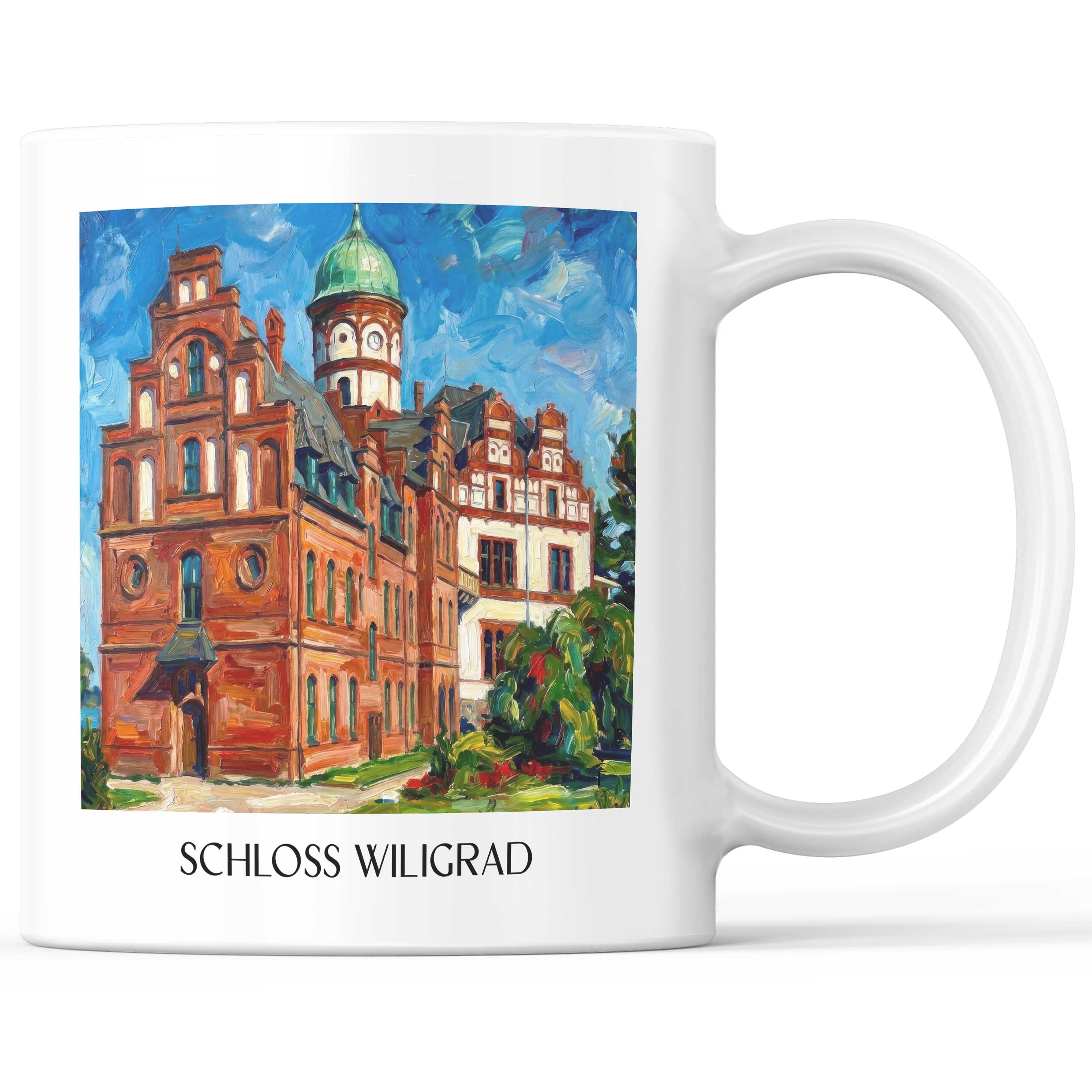 Schloss Wiligrad Kaffeebecher - Schwerin - Deutschland Becher - Kaffeetasse im Ölgemälde Stil