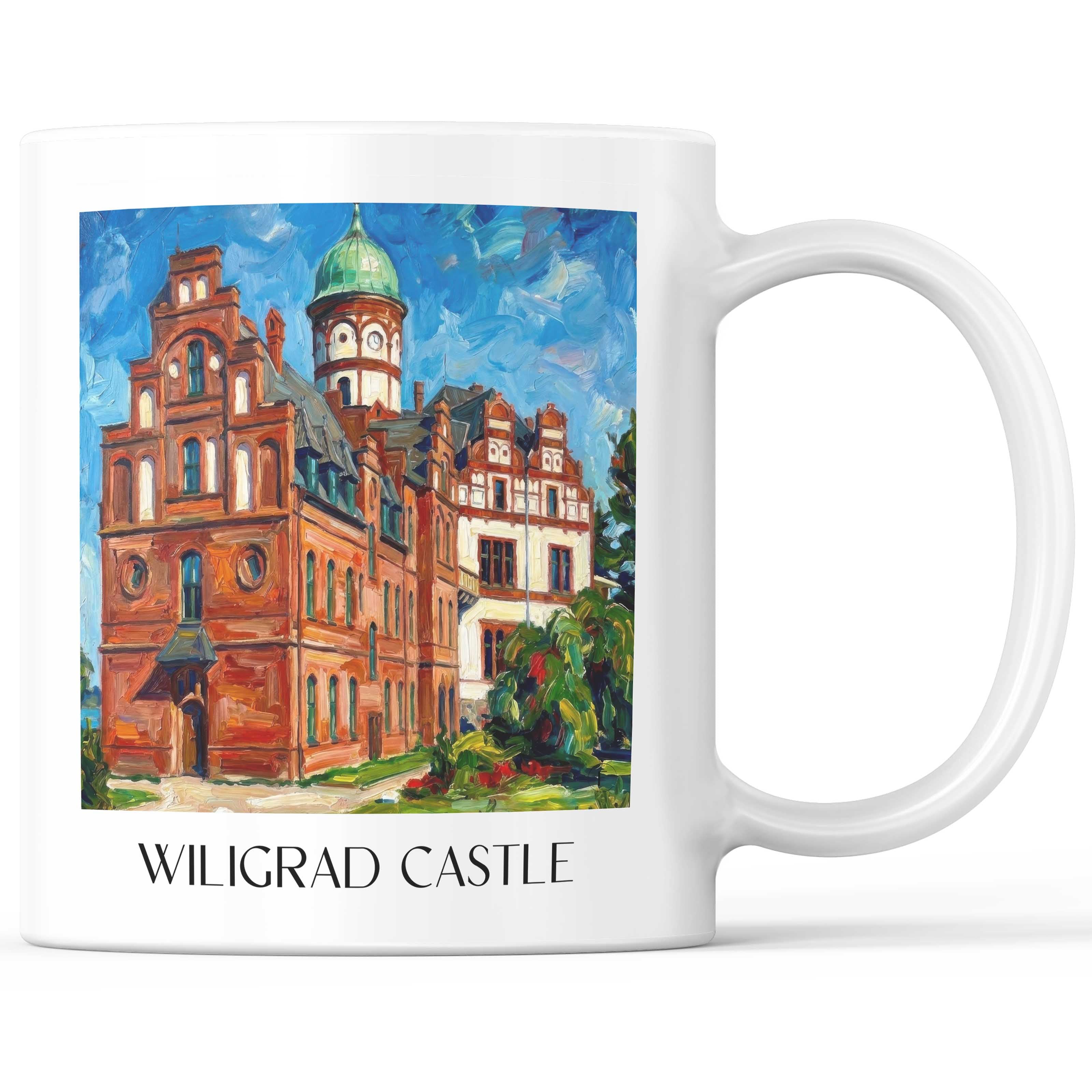 Schloss Wiligrad Kaffeebecher - Schwerin - Deutschland Becher - Kaffeetasse im Ölgemälde Stil