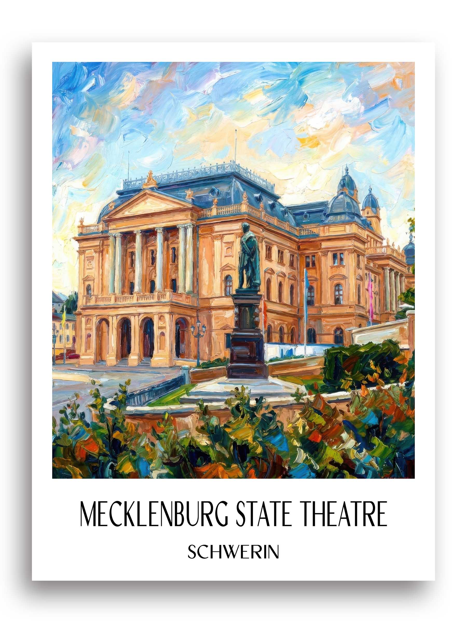 Mecklenburgisches Staatstheater Poster - Schwerin - Deutschland Kunstdruck - Ölgemälde von A4 bis A1