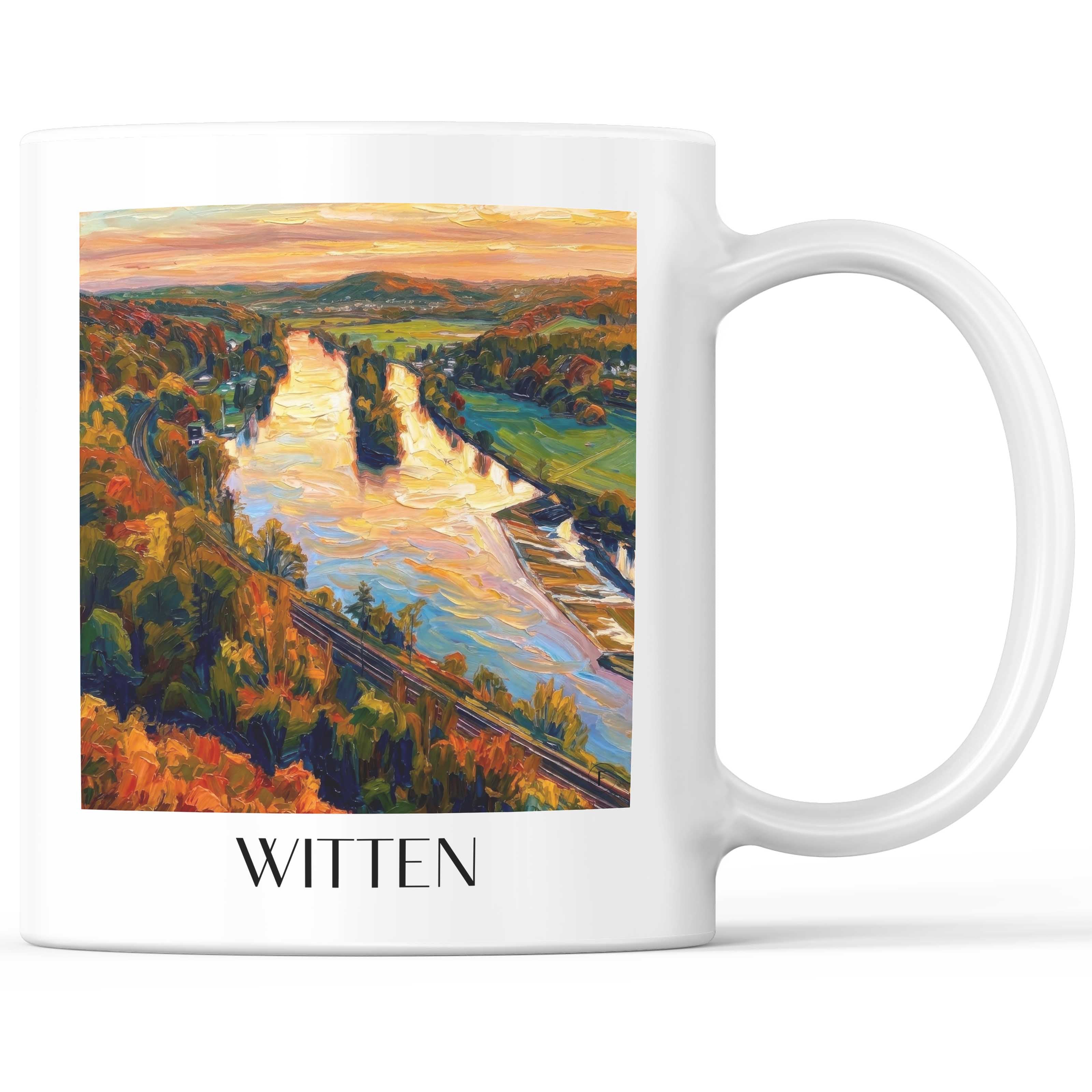 Witten Kaffeebecher - Ruhrgebiet - Deutschland Becher - Kaffeetasse im Ölgemälde Stil