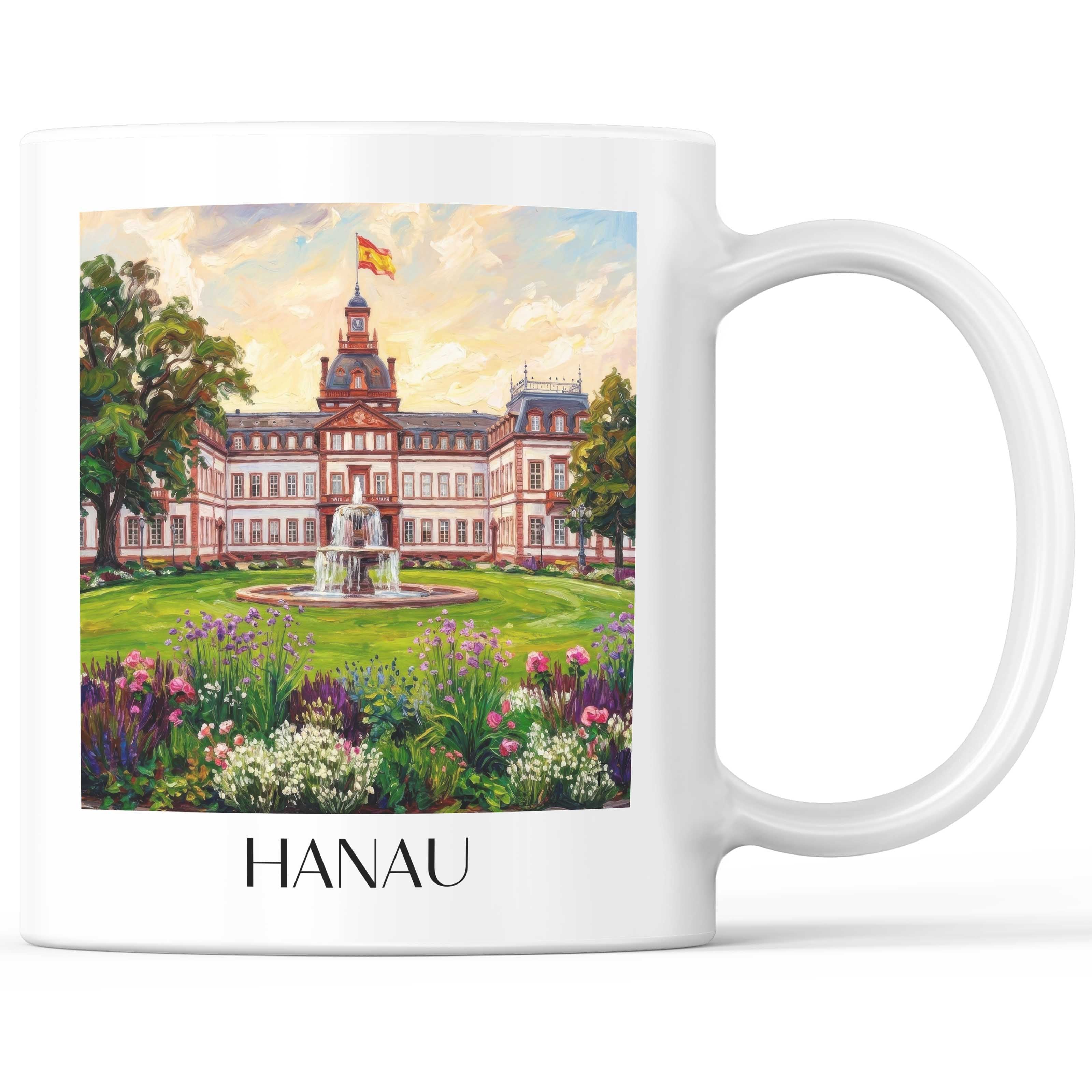 Hanau Kaffeebecher - Hessen - Deutschland Becher - Kaffeetasse im Ölgemälde Stil