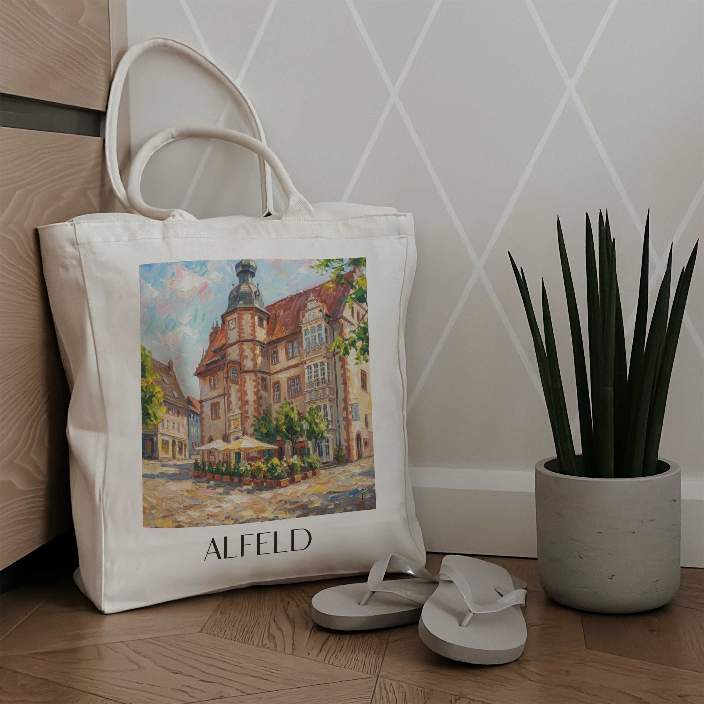 alfeld-niedersachsen-deutschland-einkaufstasche-oil-painting-oelgemaelde