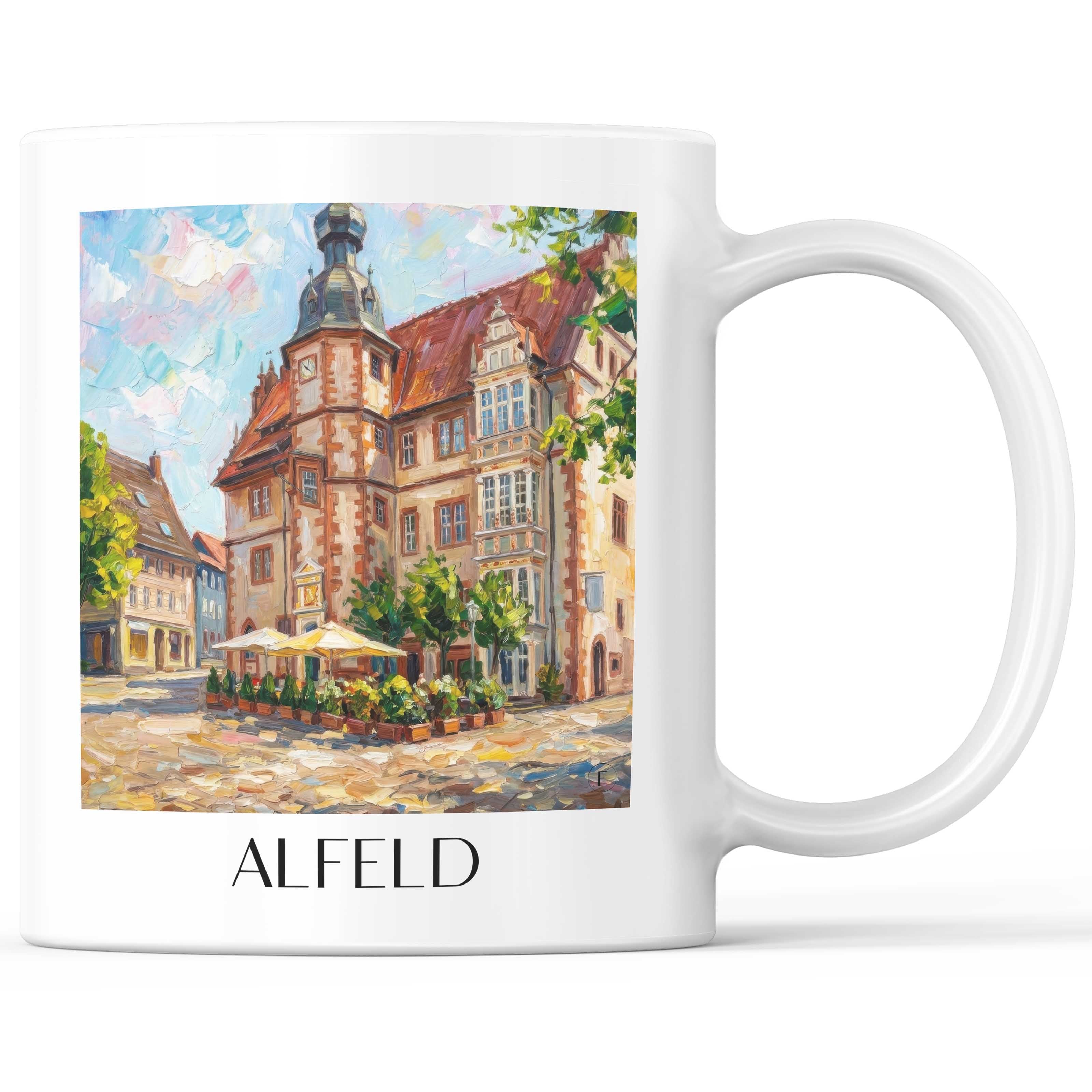 Alfeld Kaffeebecher - Niedersachsen - Deutschland Becher - Kaffeetasse im Ölgemälde Stil