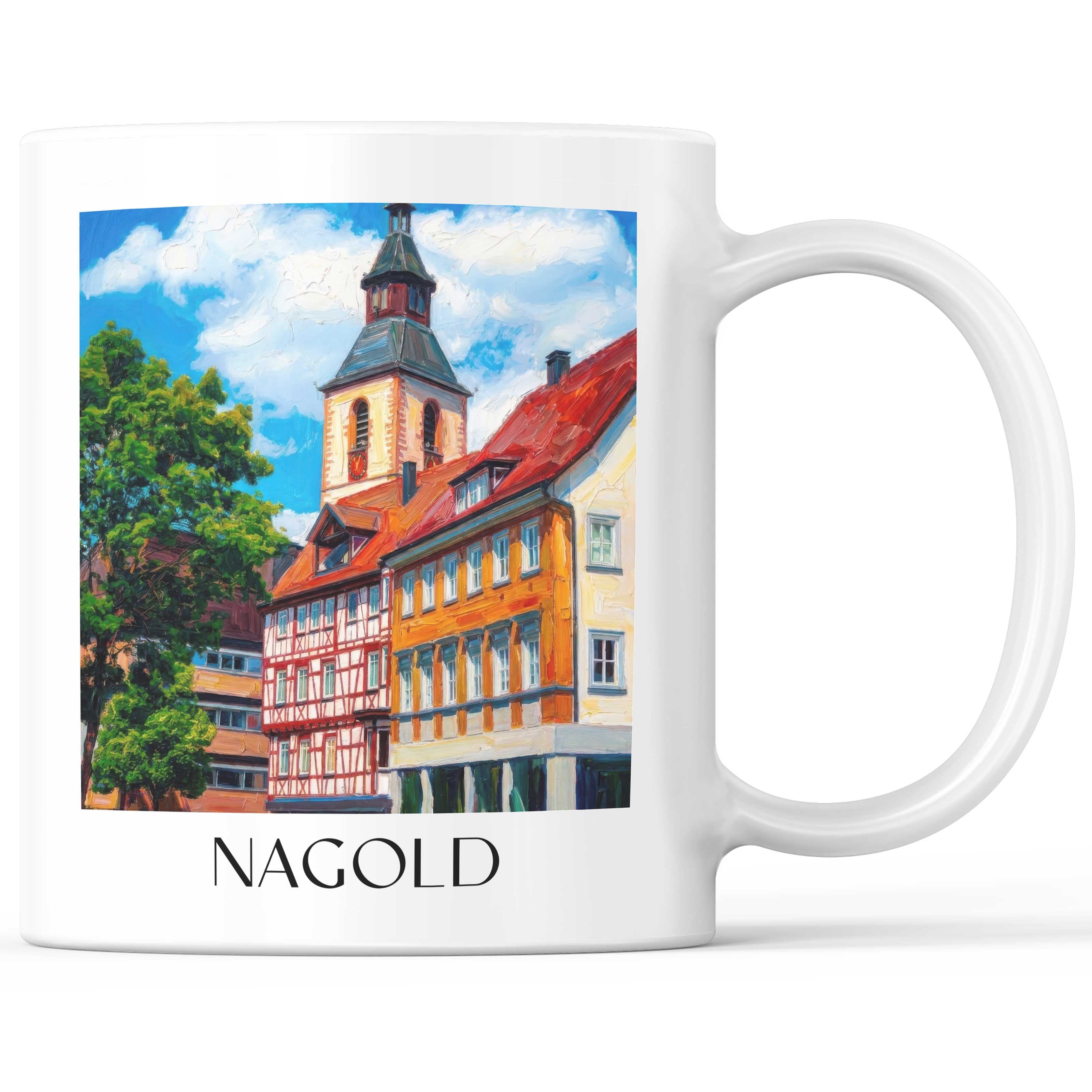 Nagold Kaffeebecher - Schwarzwald - Deutschland Becher - Kaffeetasse im Ölgemälde Stil