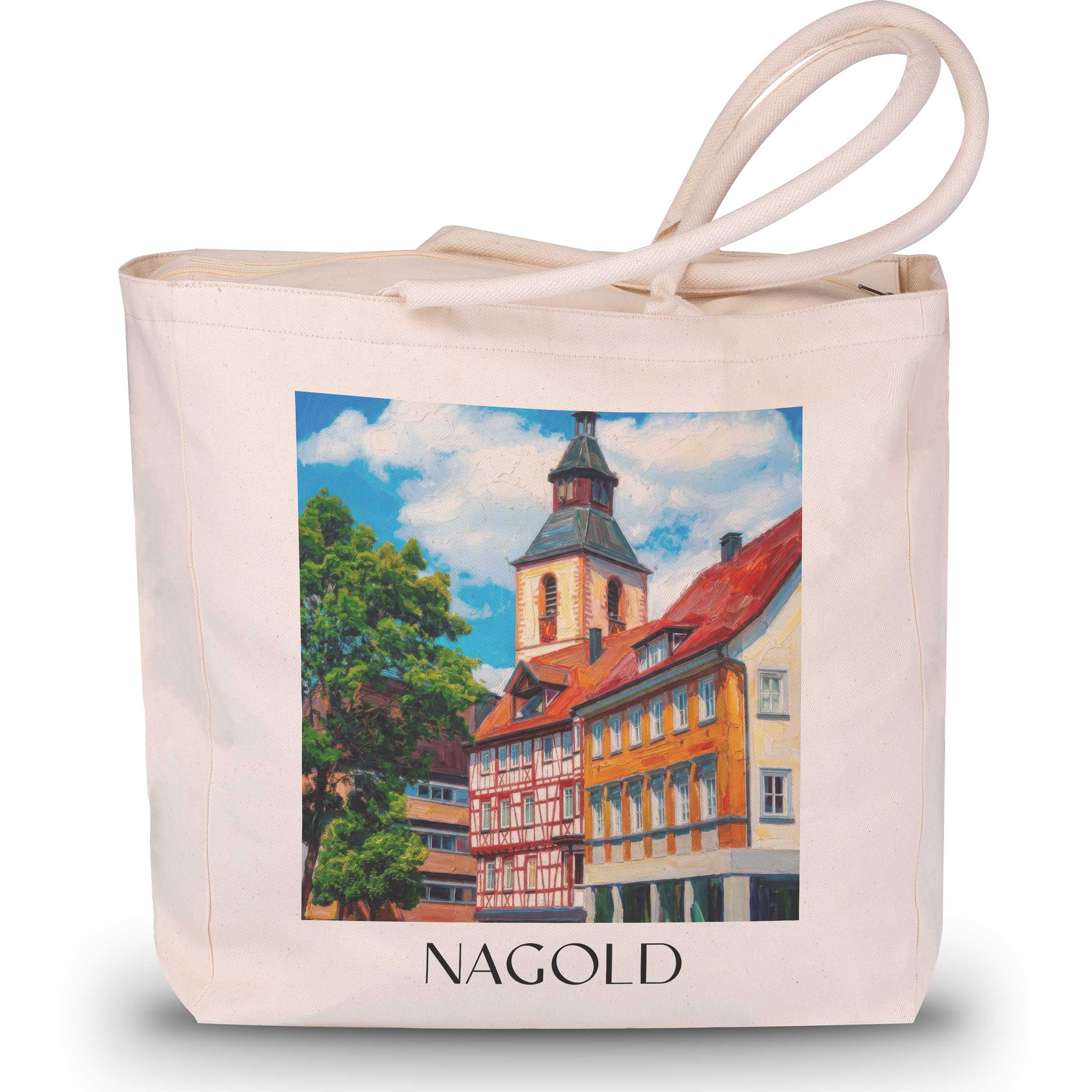 Nagold Shopping Tasche - Schwarzwald - Deutschland Tote Bag - Einkaufstasche im ĂlgemĂ€lde Stil