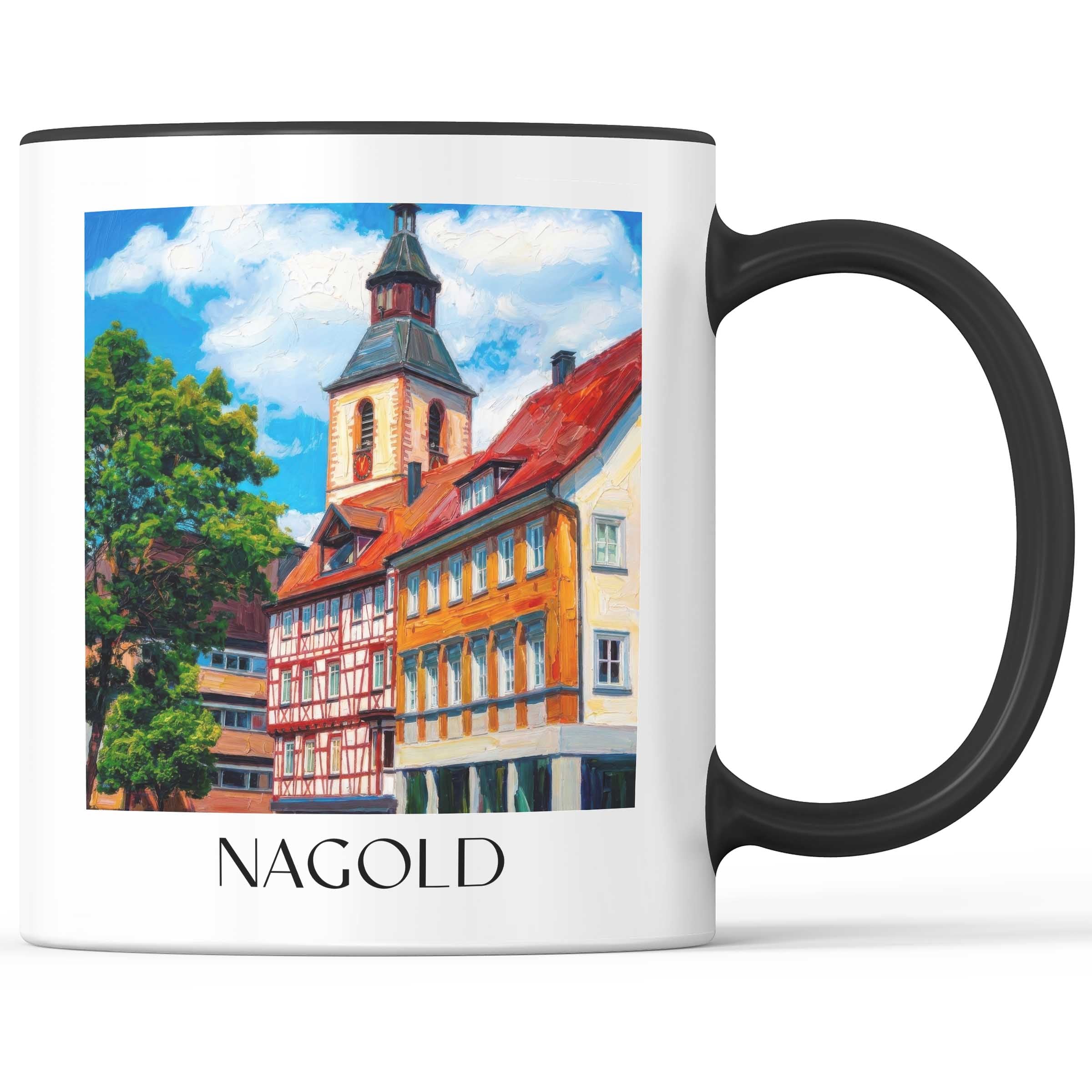 Nagold Kaffeebecher - Schwarzwald - Deutschland Becher - Kaffeetasse im Ölgemälde Stil