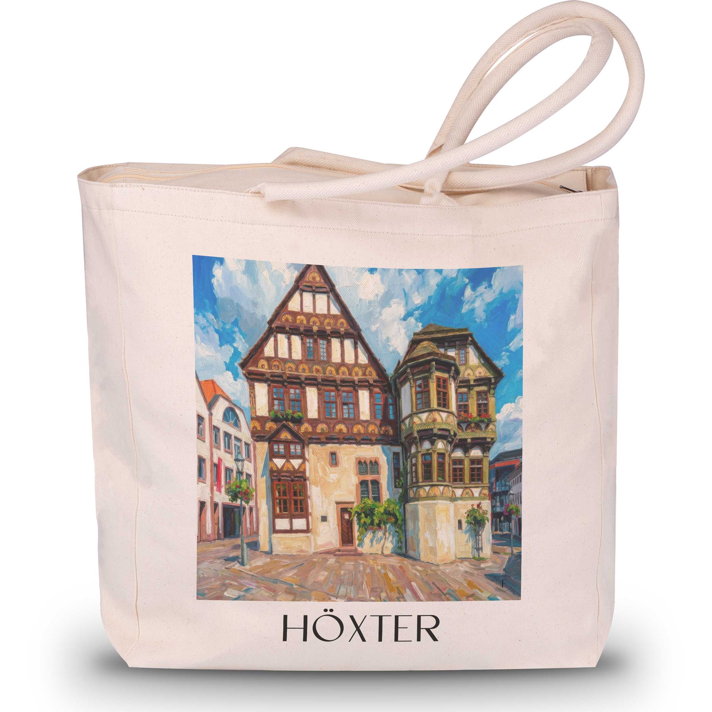 Höxter Shopping Tasche - Ostwestfalen - Deutschland Tote Bag - Einkaufstasche im Ölgemälde Stil