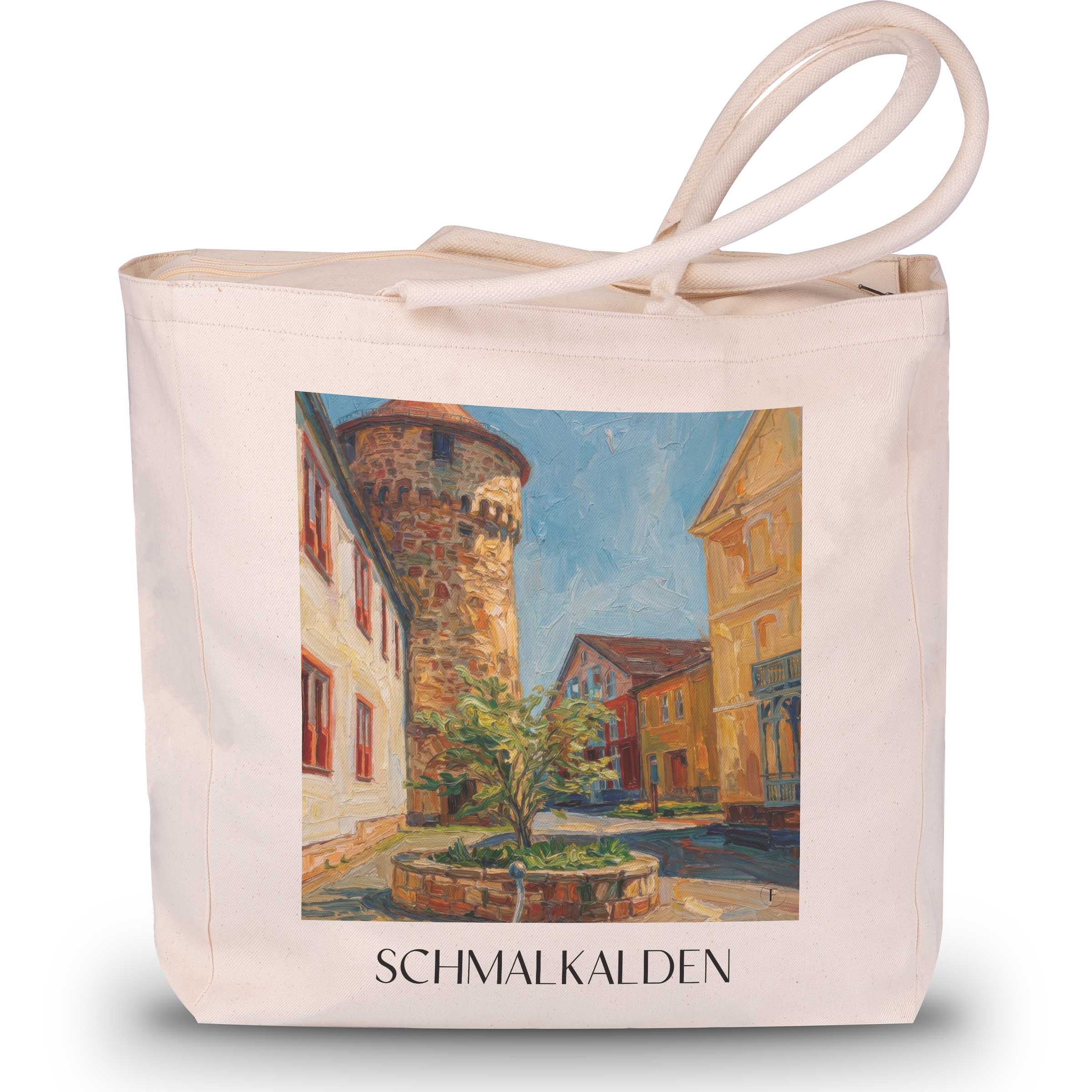 Schmalkalden Shopping Tasche - Thüringen - Deutschland Tote Bag - Einkaufstasche im Ölgemälde Stil