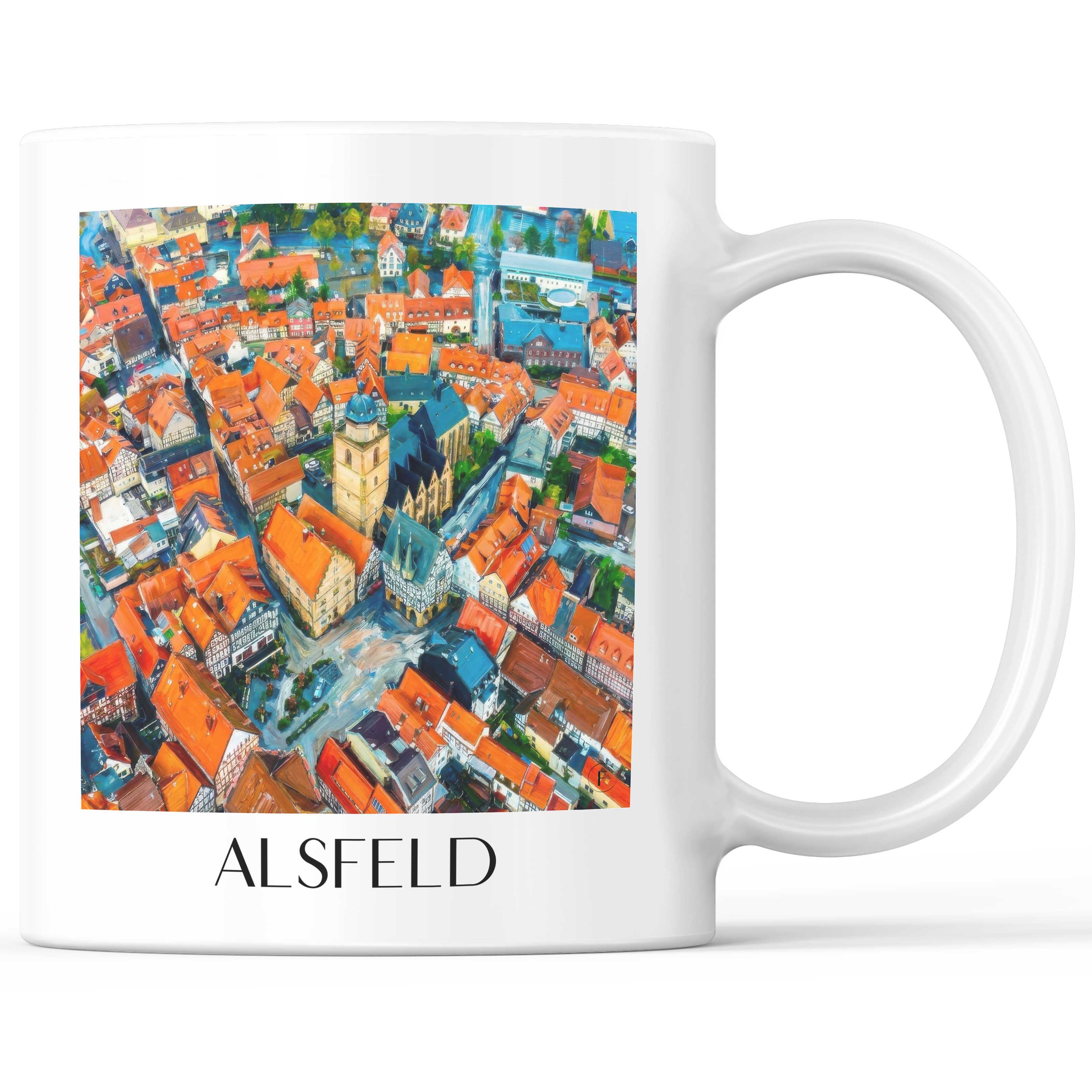 Alsfeld Kaffeebecher - Hessen - Deutschland Becher - Kaffeetasse im Ölgemälde Stil