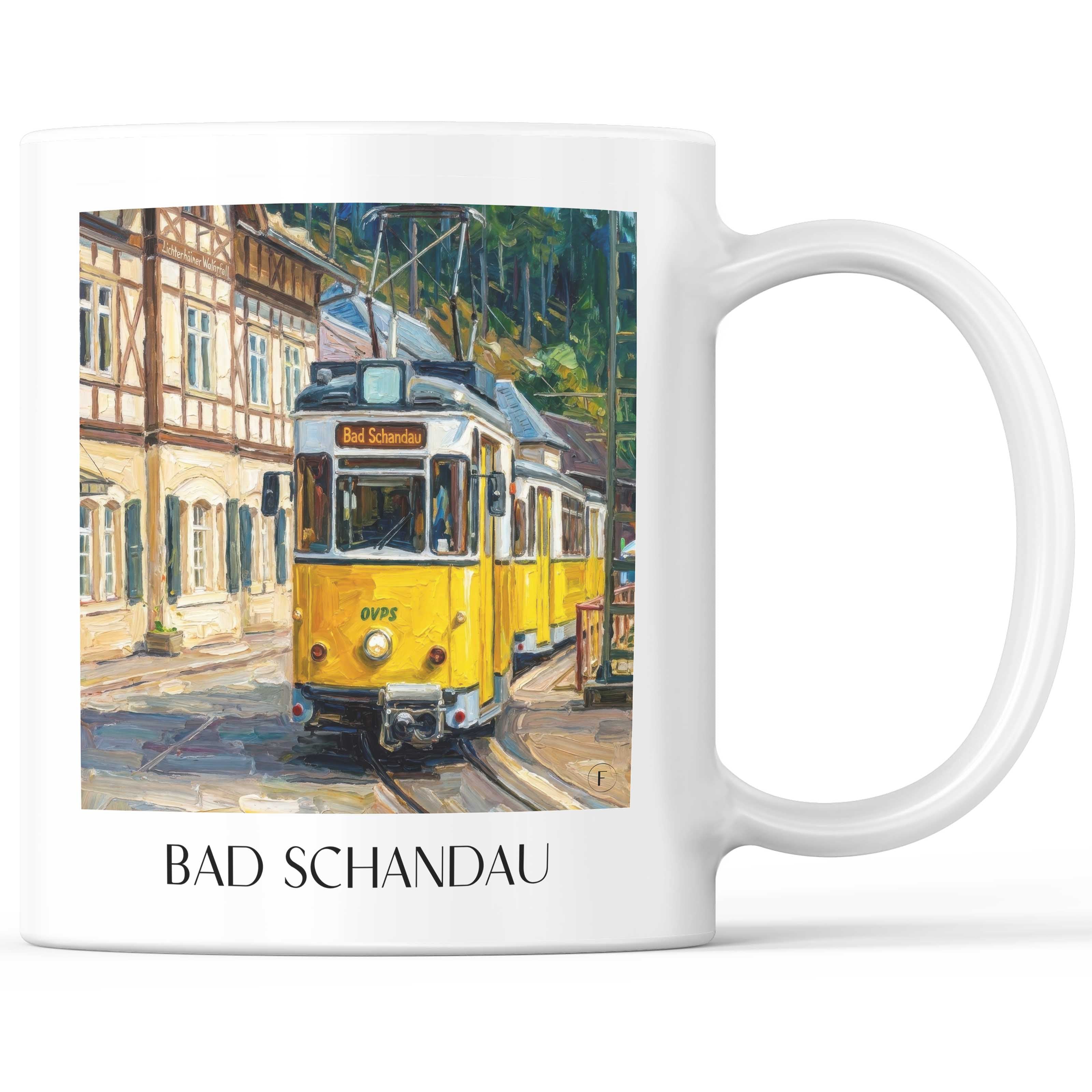 Bad Schandau Kaffeebecher - Sächsische Schweiz - Deutschland Becher - Kaffeetasse im Ölgemälde Stil