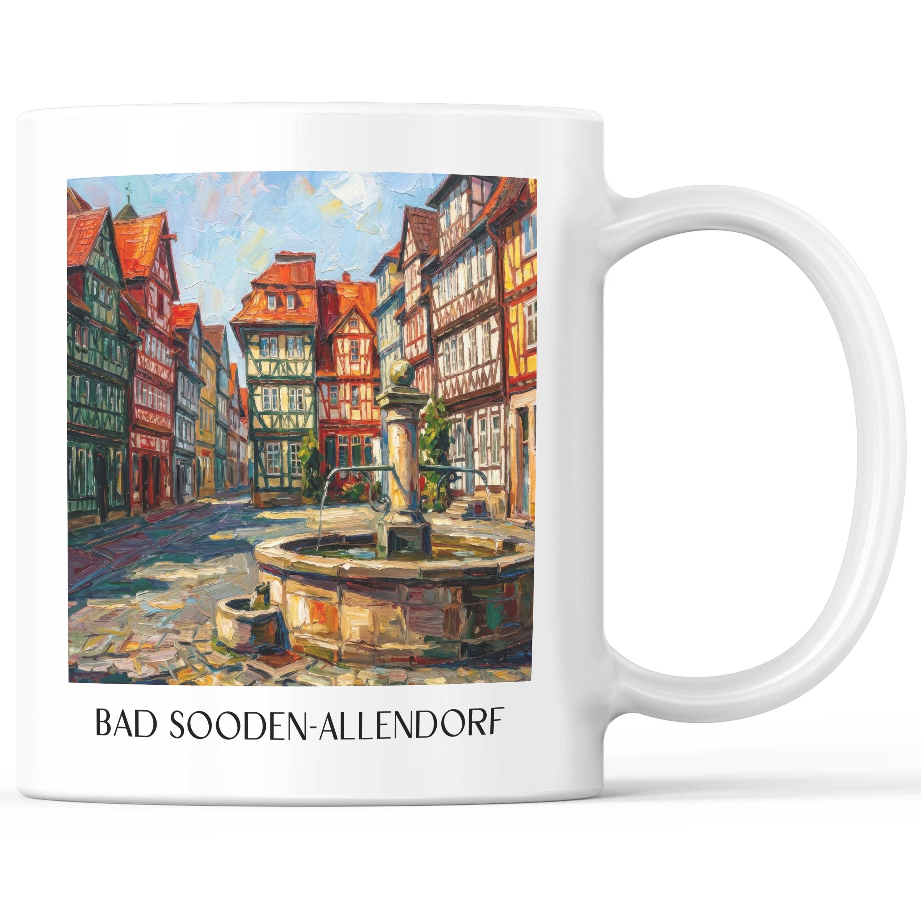 Bad Sooden-Allendorf Kaffeebecher - Hessen - Deutschland Becher - Kaffeetasse im Ölgemälde Stil