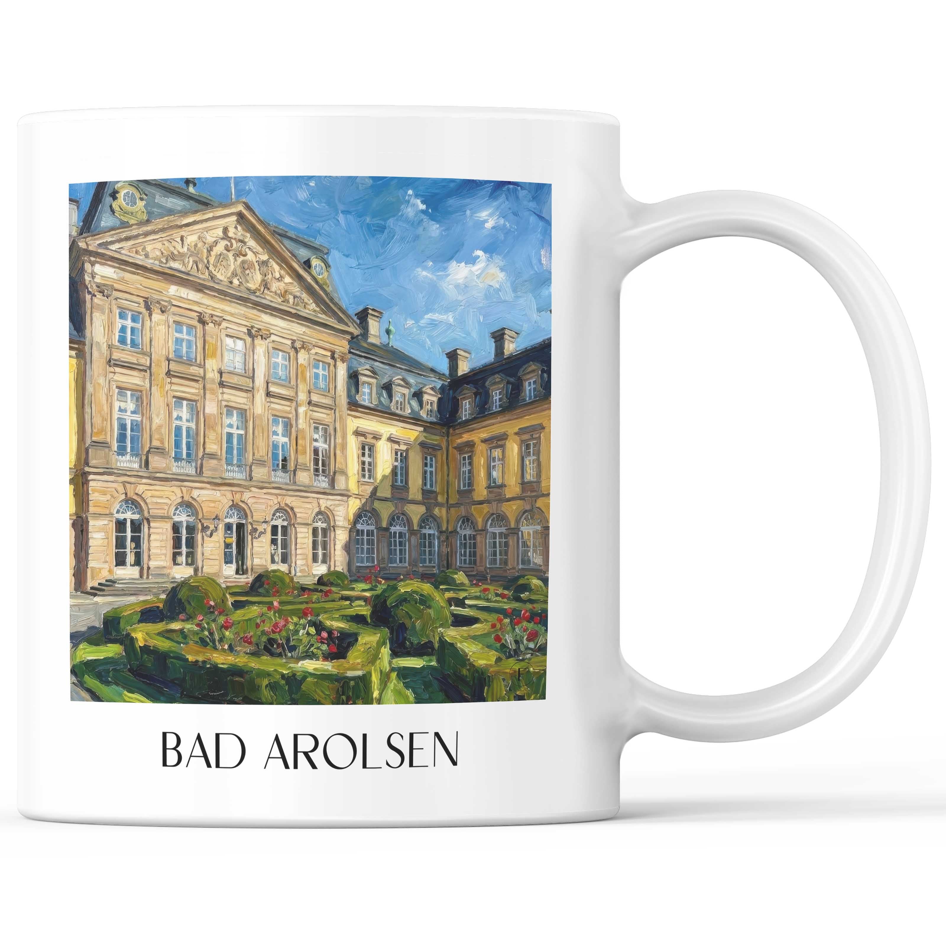 Bad Arolsen Kaffeebecher - Hessen - Deutschland Becher - Kaffeetasse im Ölgemälde Stil